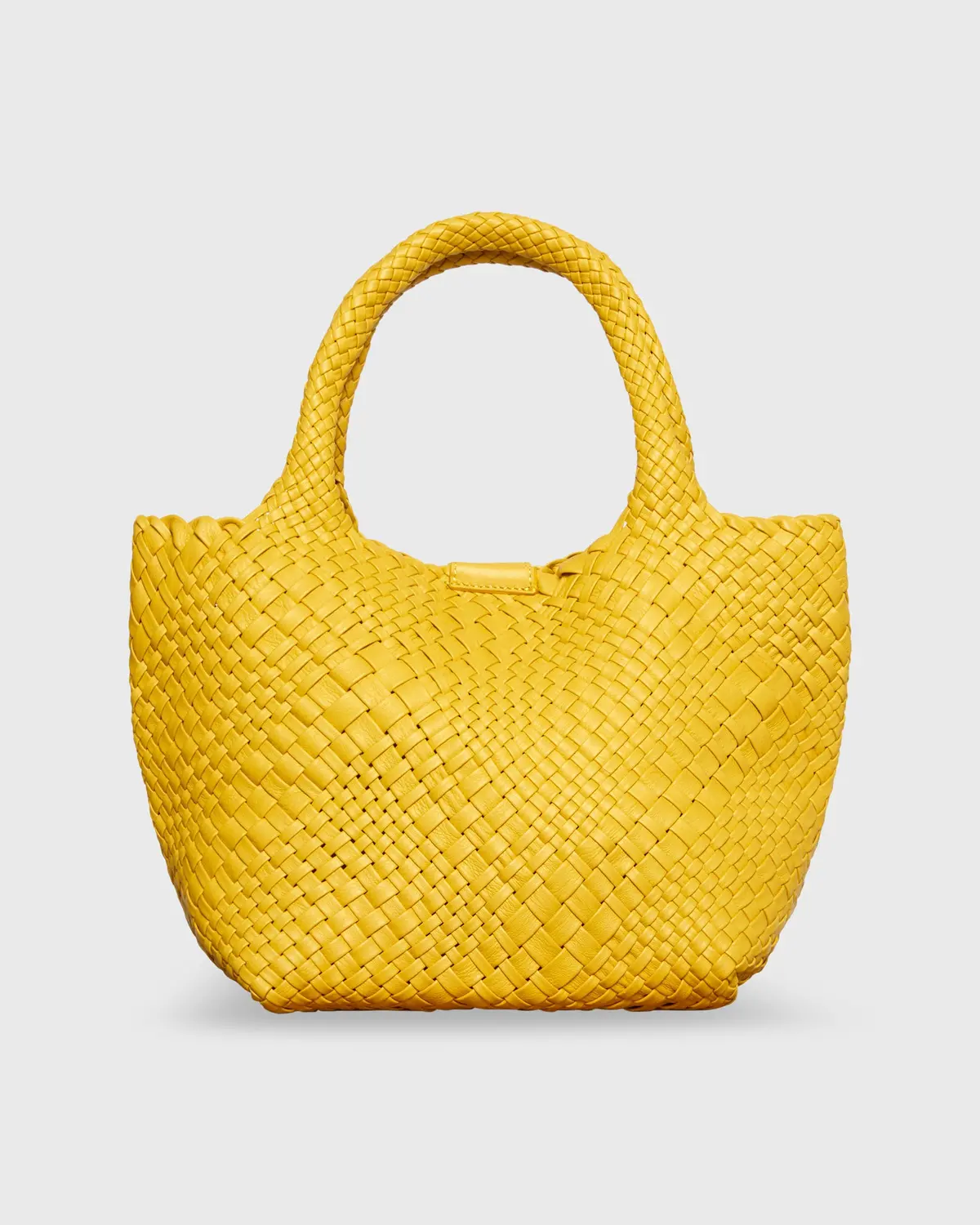 Small Mercato Handwoven Tote In Yellow Leather 1
