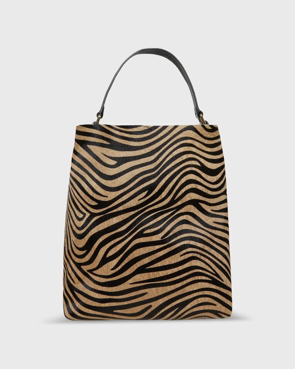 Large Hobo Bag In Beige/Black Zebra Calf Hair 1
