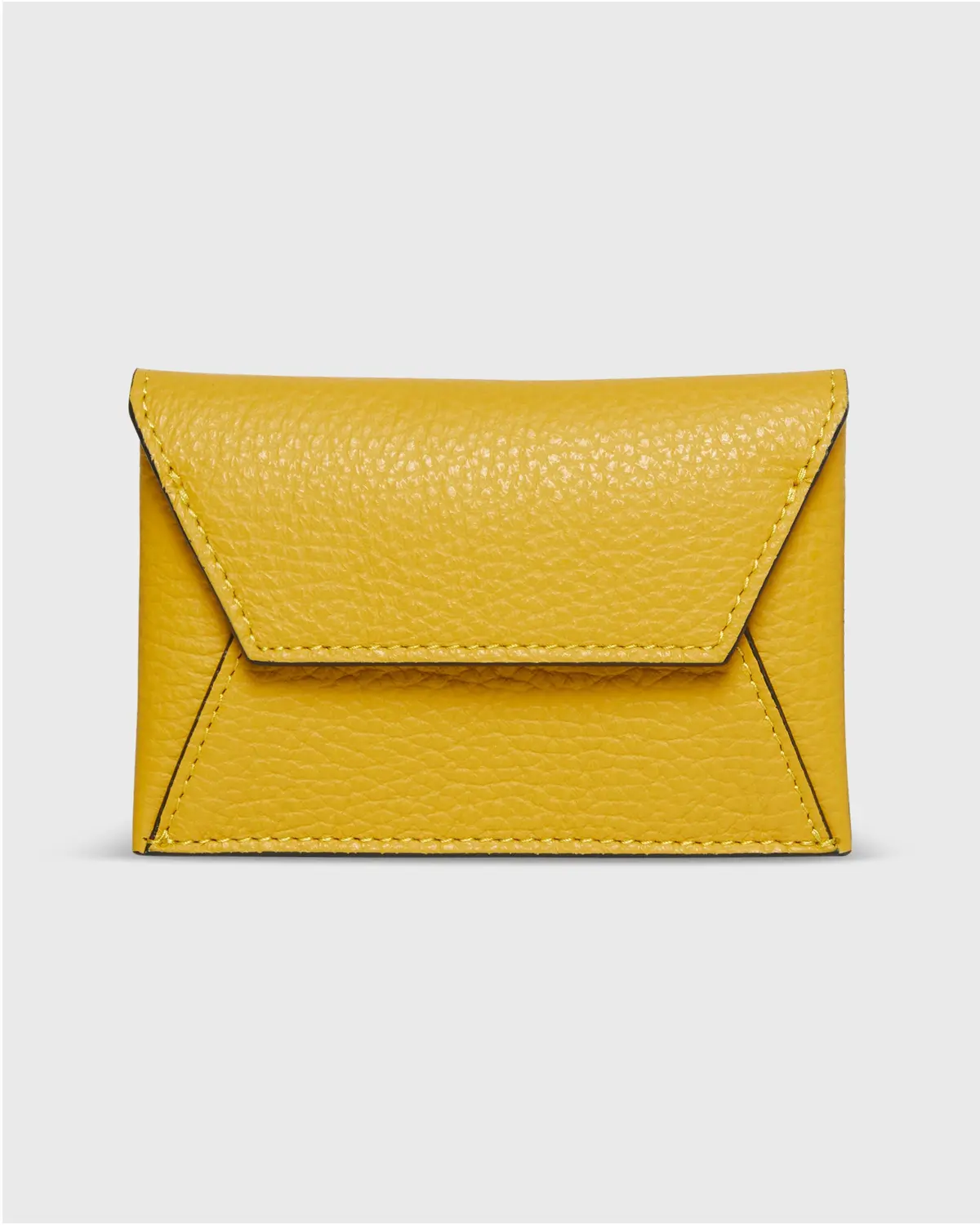 Snap Card Holder In Gold Leather 1
