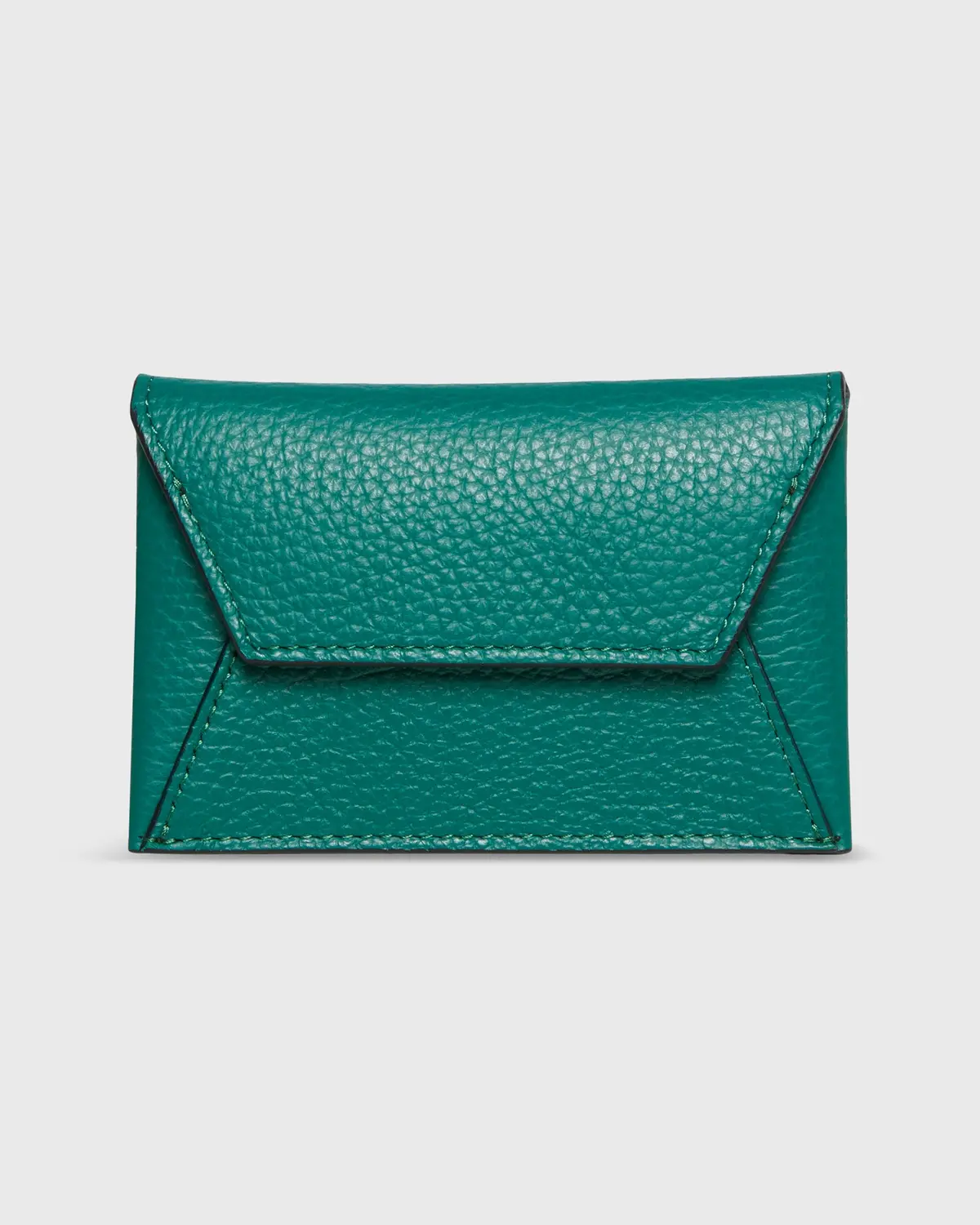 Snap Card Holder In Emerald Leather 1