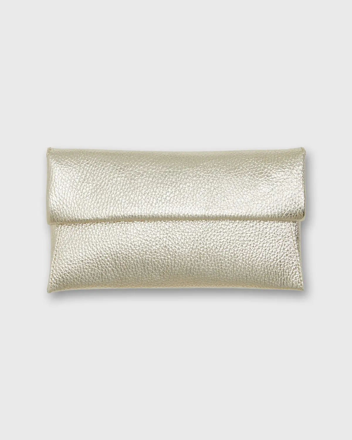 Foldover Snap Clutch In Platino Leather 1