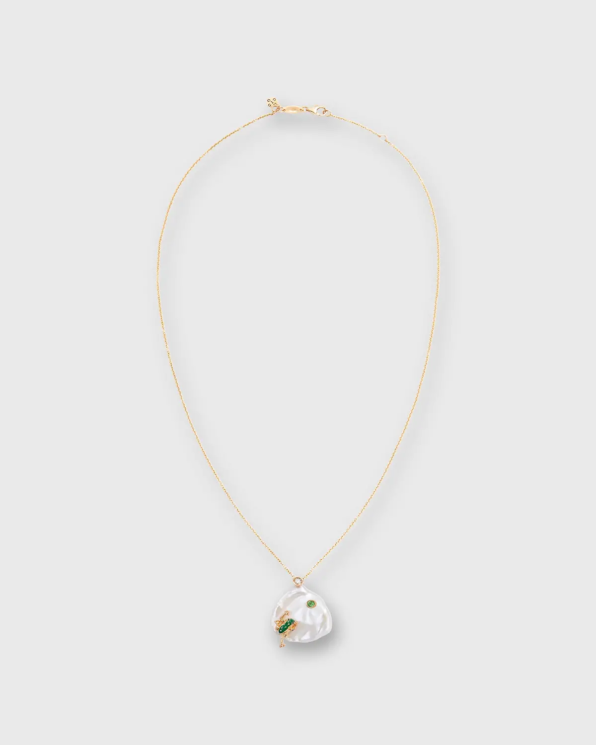 Leap Of Faith Pendant Necklace In Pearl/Diamond/Tzavorite 1