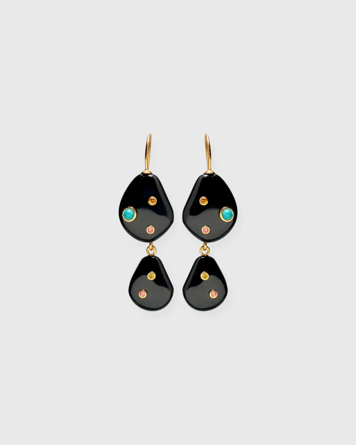 Stacked Stone Earrings In Black Agate 1