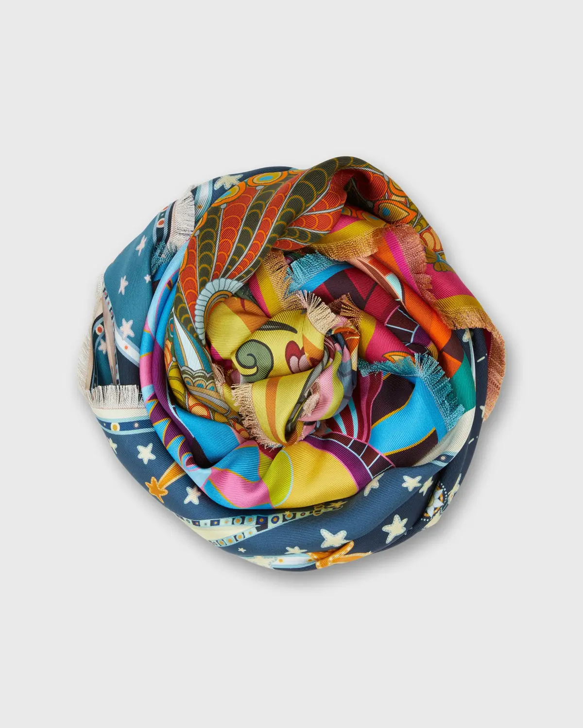 Reversible Four Square Scarf In Multi Print 1