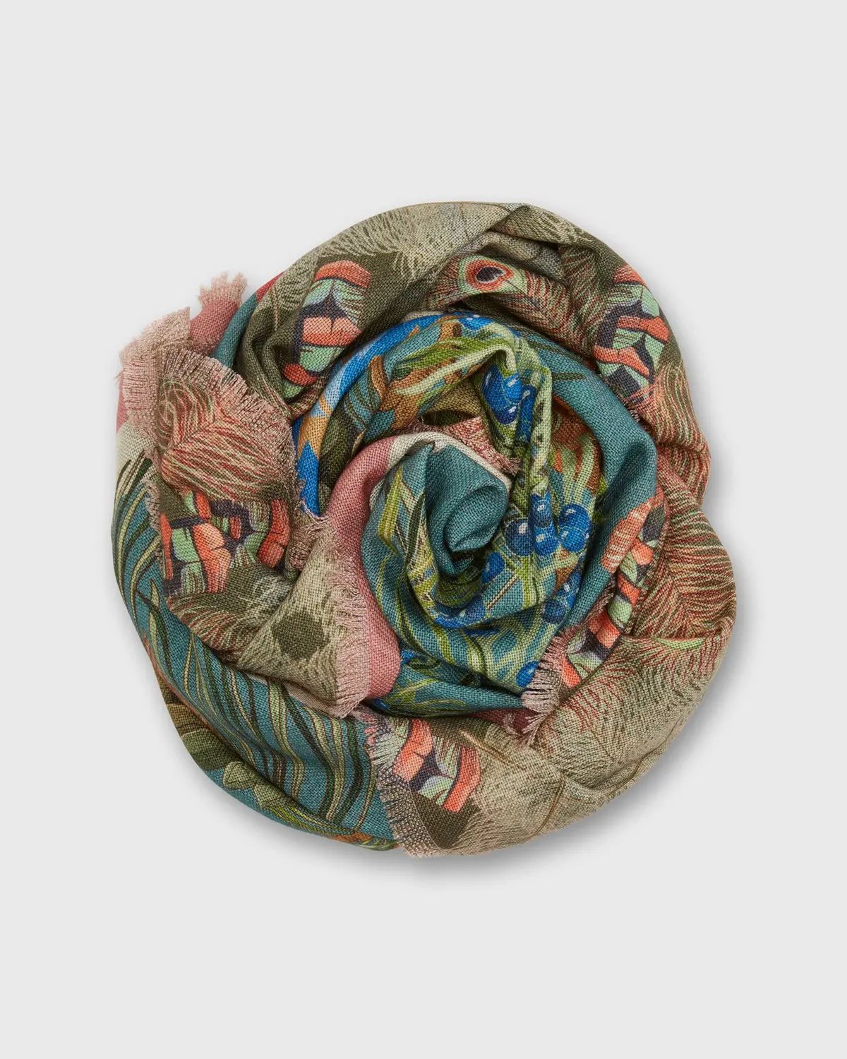 Reversible Rectangle Scarf In Lovat/Pink Owl 1