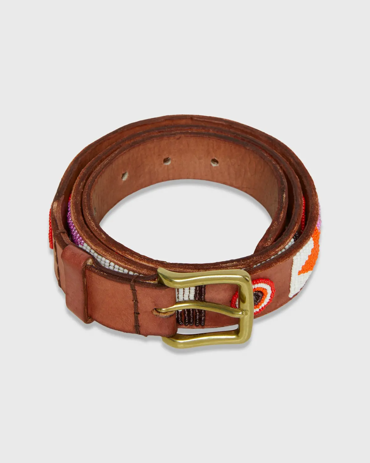 1.25" African Beaded Belt In Pink/Red Toto 1