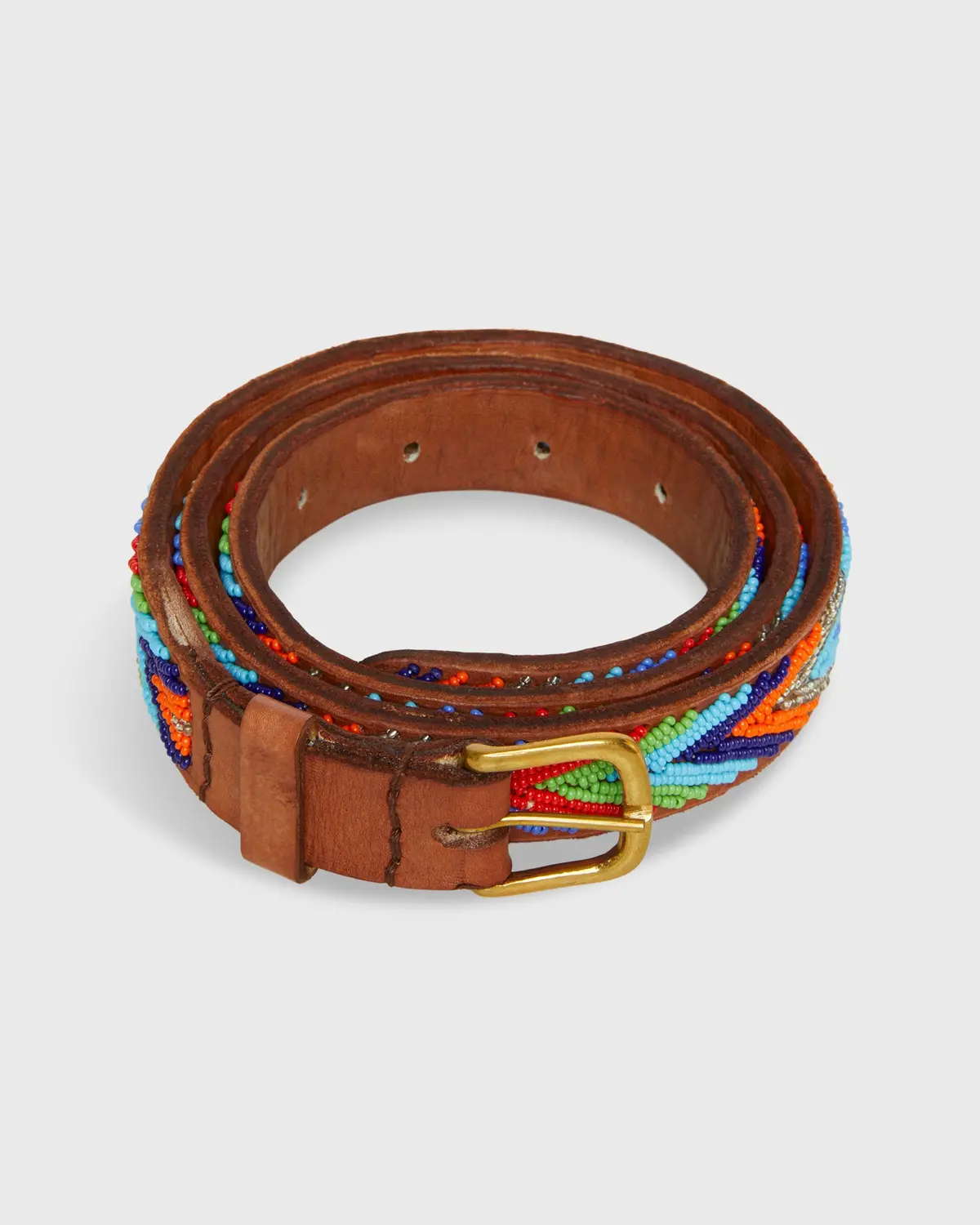 1" African Fully Beaded Belt In Multi Arrow 1