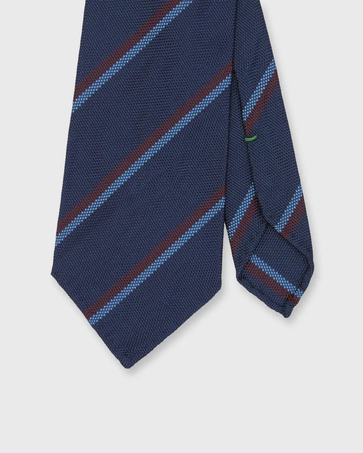 Silk Woven Tie In Cadet/Mist/Brown Stripe 1