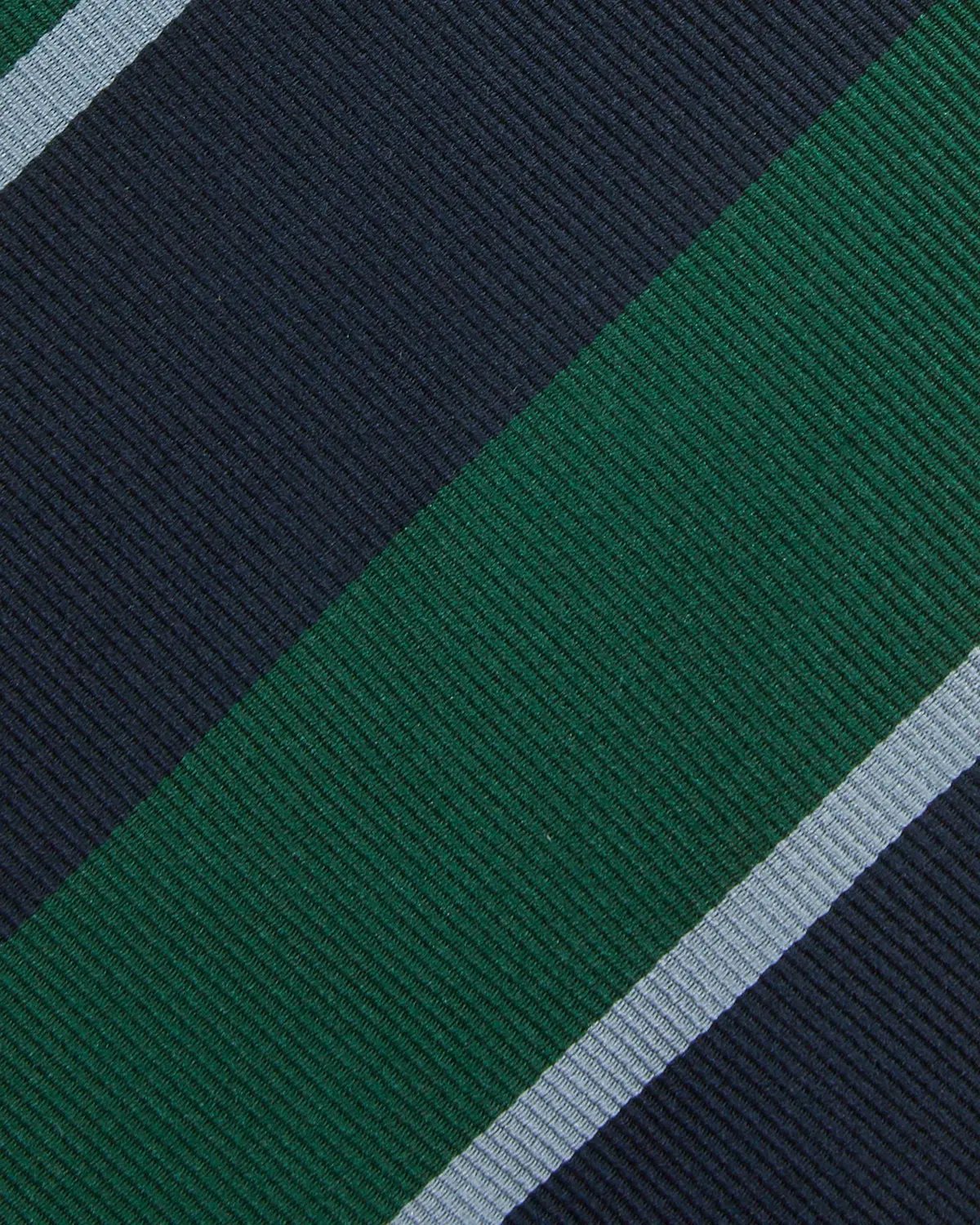 Silk Woven Tie In Green/Navy/Mist Stripe 2