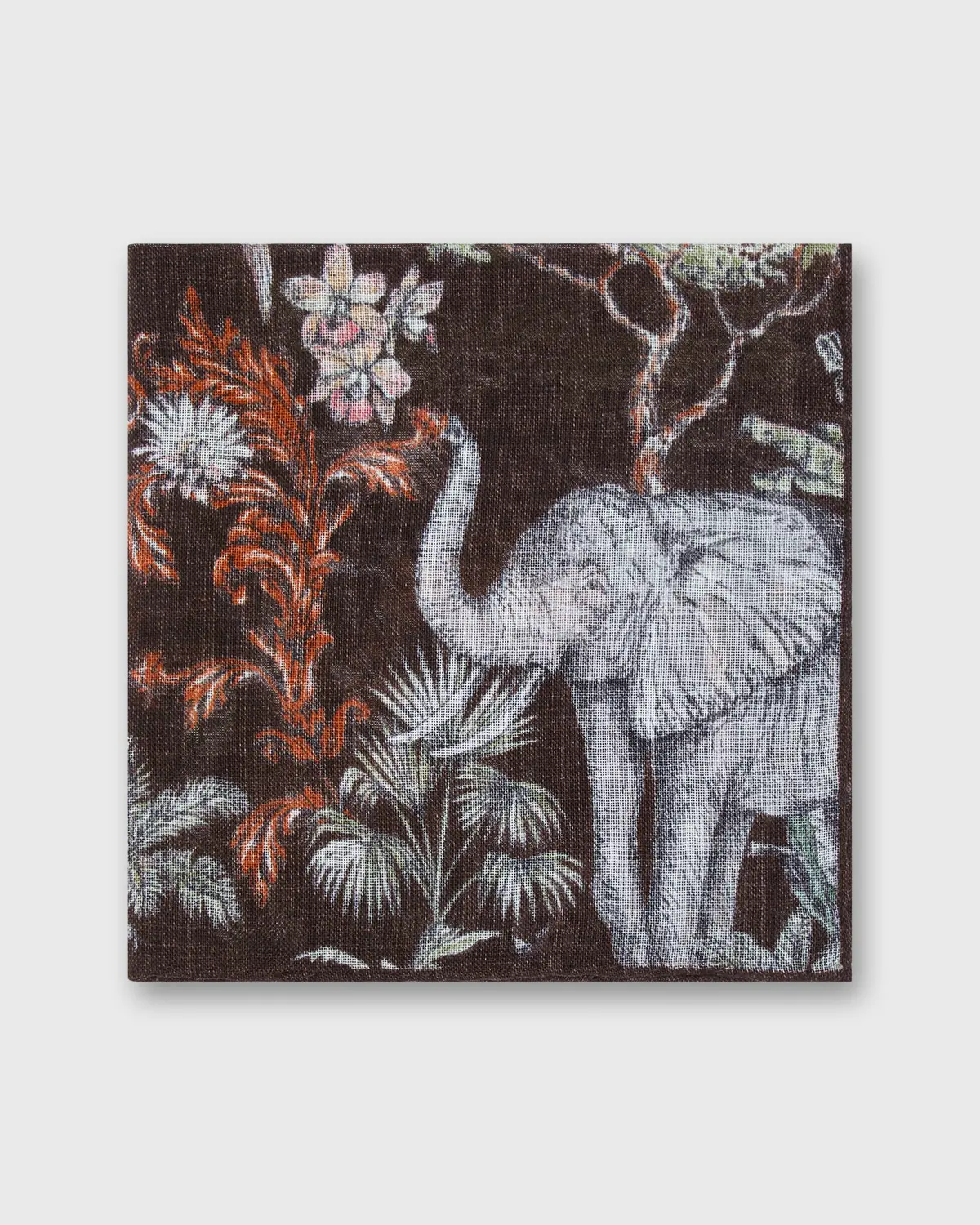 Wool/Silk Pocket Square In Brown Safari 1