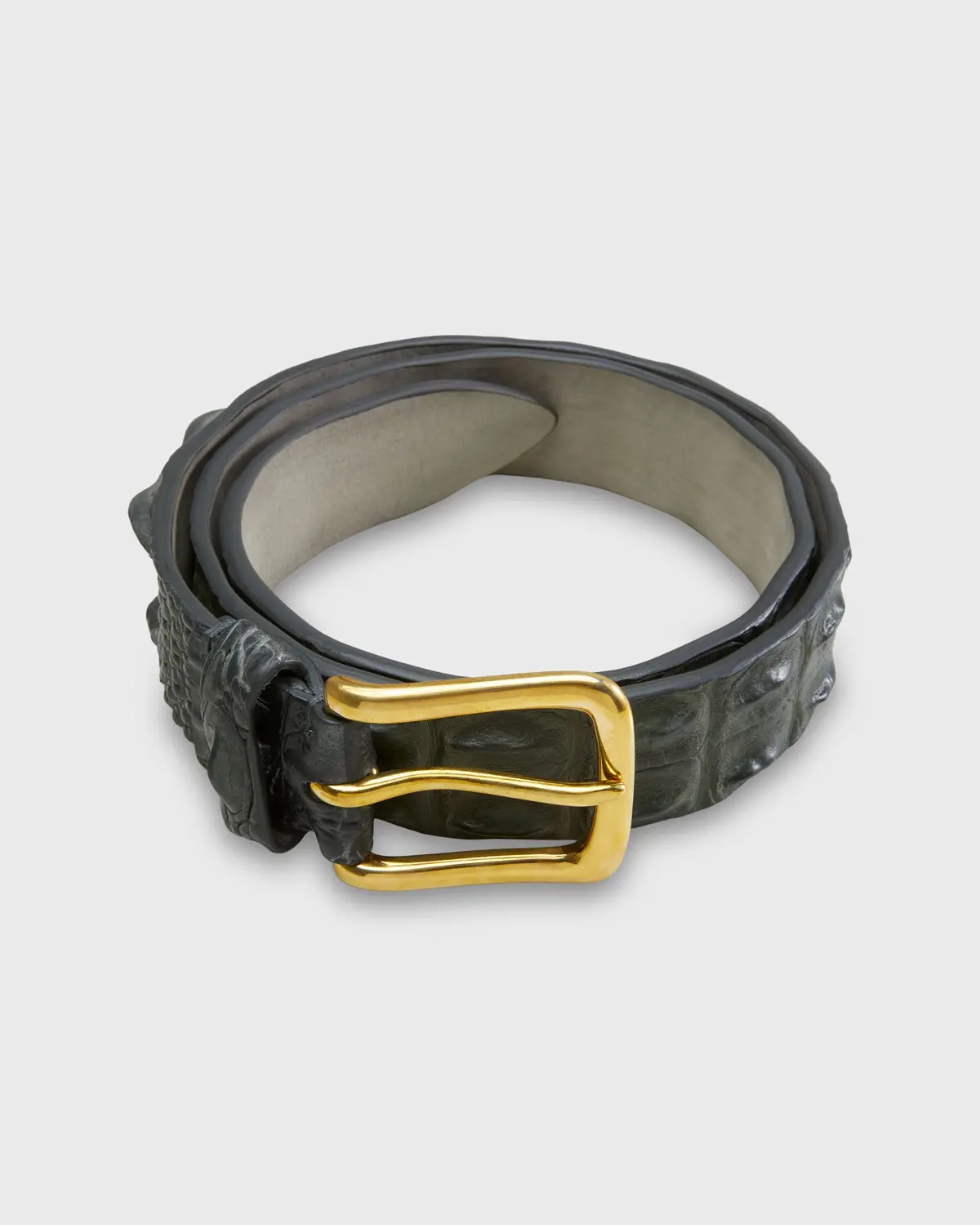 1 3/8" Hornback Crocodile Belt In Dark Olive 1