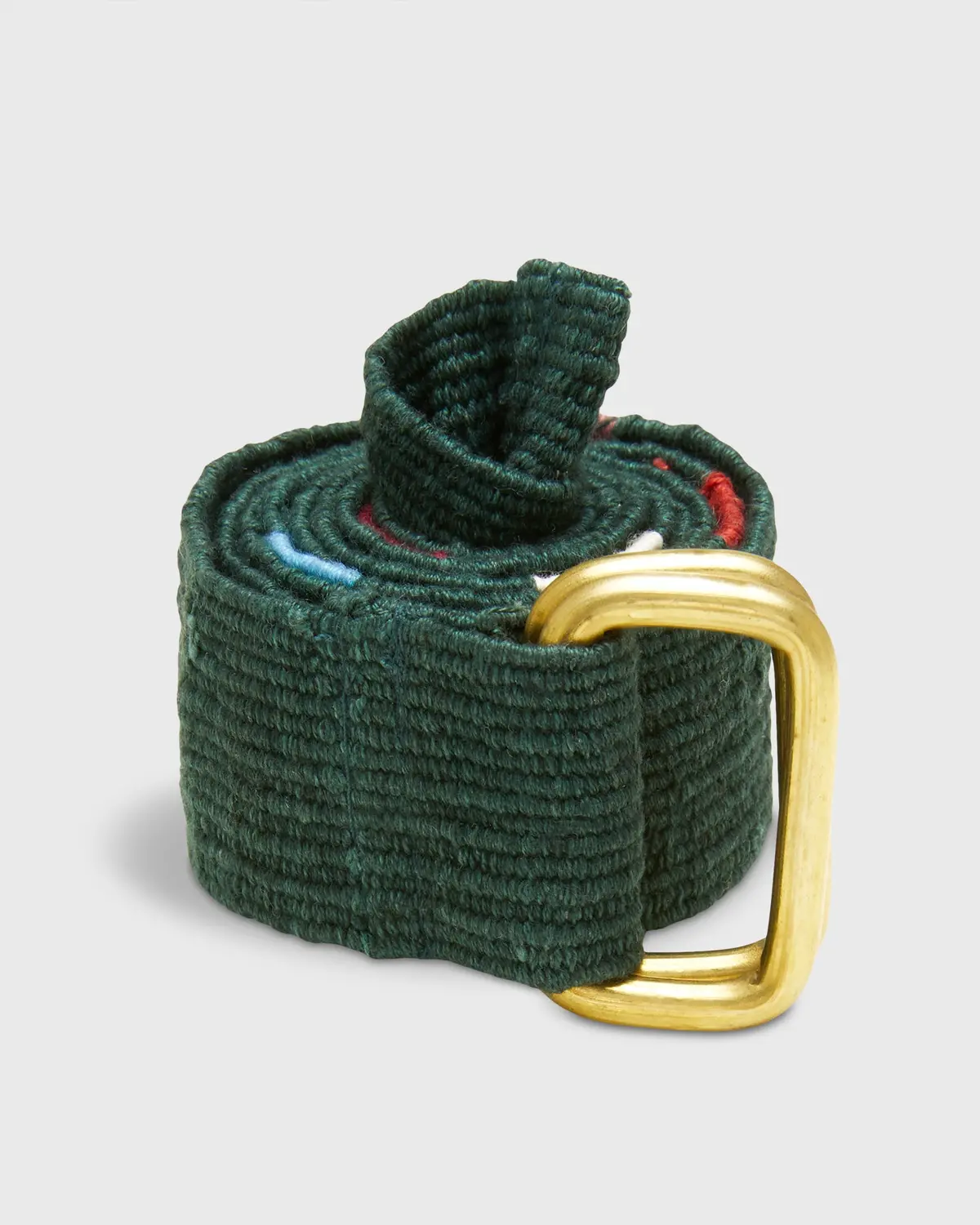 Hand-Loomed D-Ring Belt In Forest/Pink Tribal 1