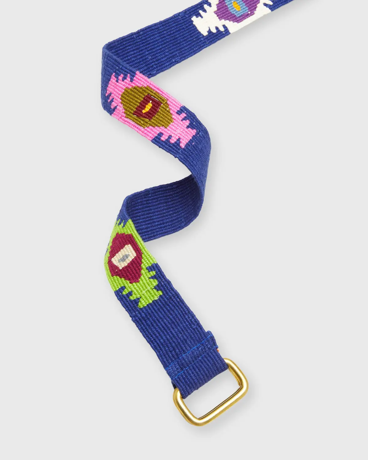 Hand-Loomed D-Ring Belt In Navy/Orange Tribal 2