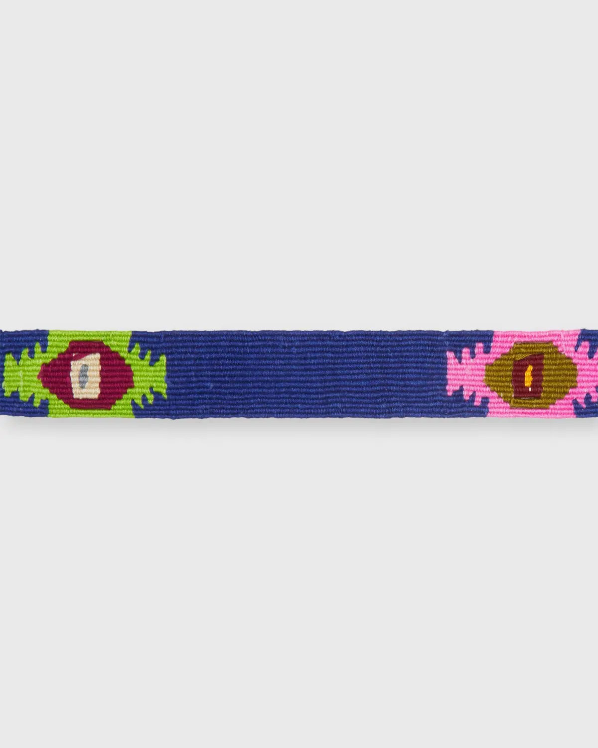Hand-Loomed D-Ring Belt In Navy/Orange Tribal 3