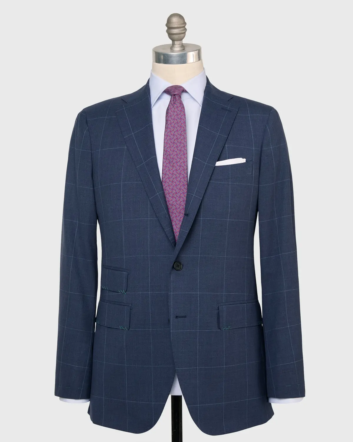 Virgil No. 3 Suit In Char Blue/Sky Windowpane Plainweave 1