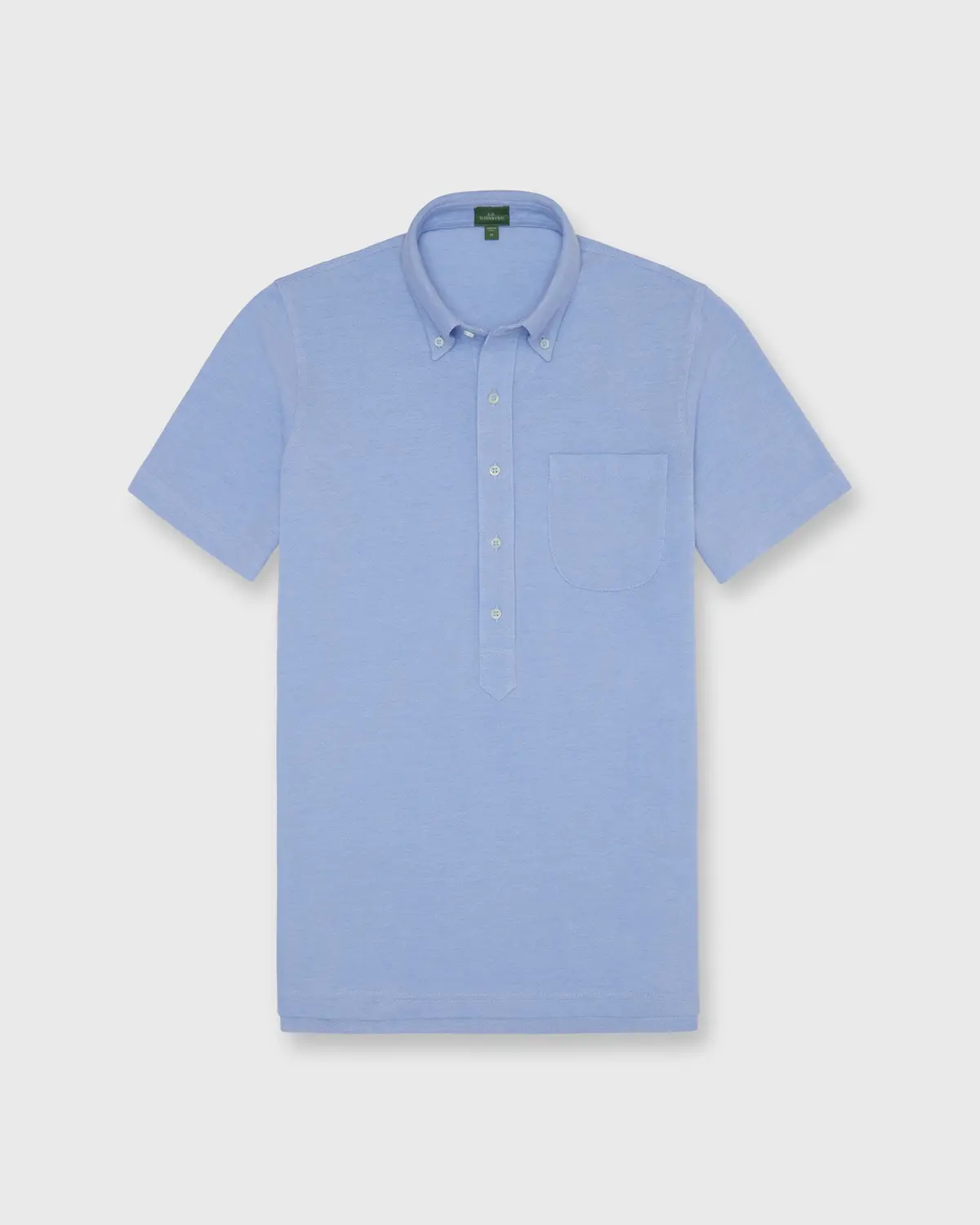Short-Sleeved Knit Button-Down Popover Shirt In Sky Oxford Pima Pique 2