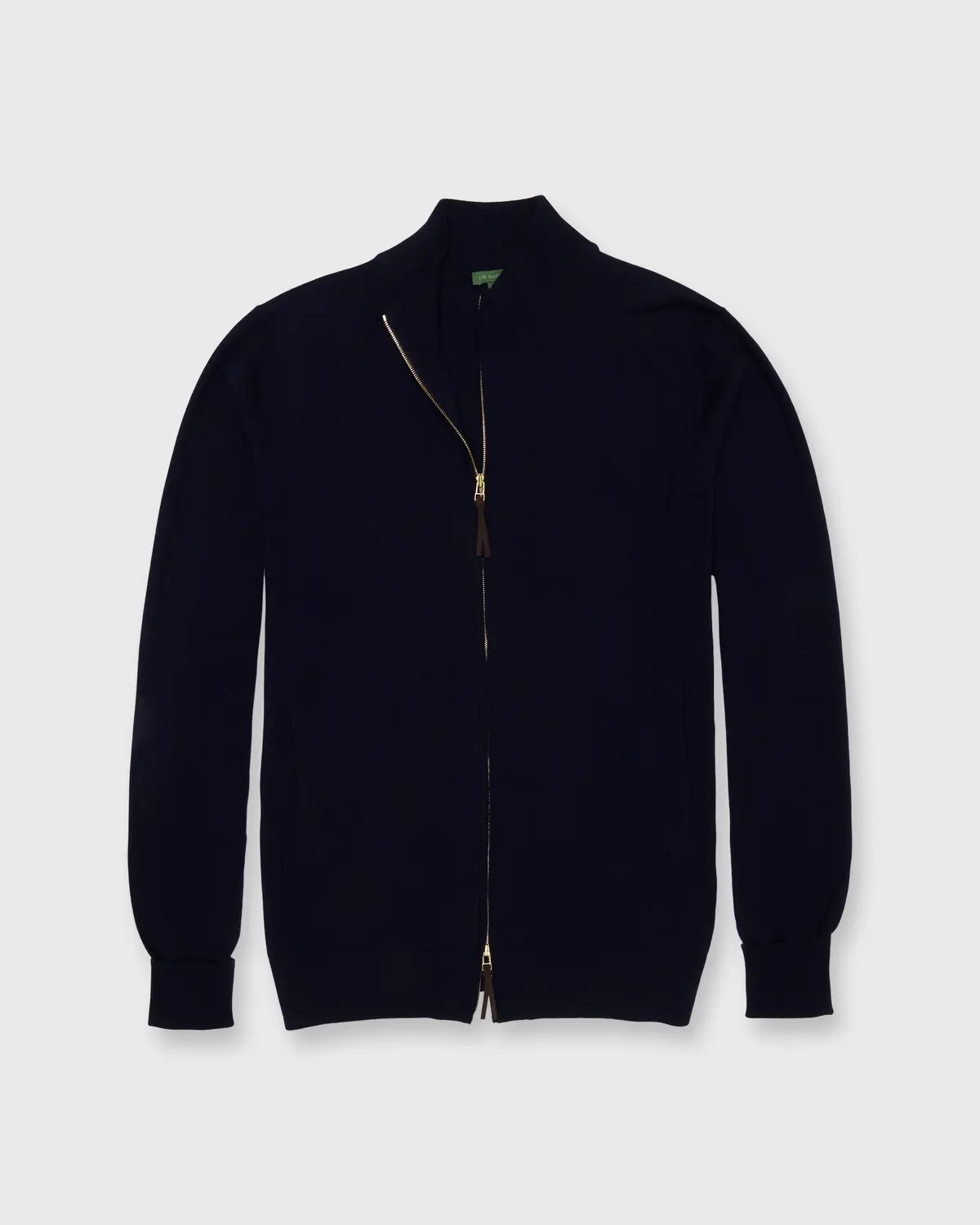 Fine-Gauge Track Jacket Sweater In Navy Escorial Wool 1