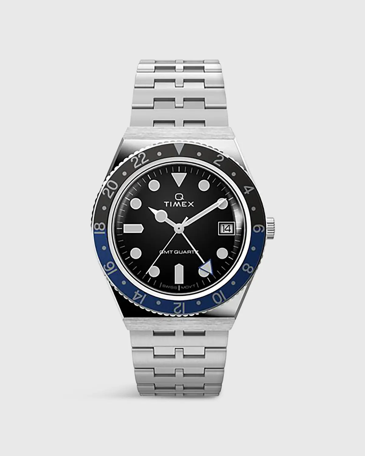 Q Timex Gmt Watch In Black/Blue 1