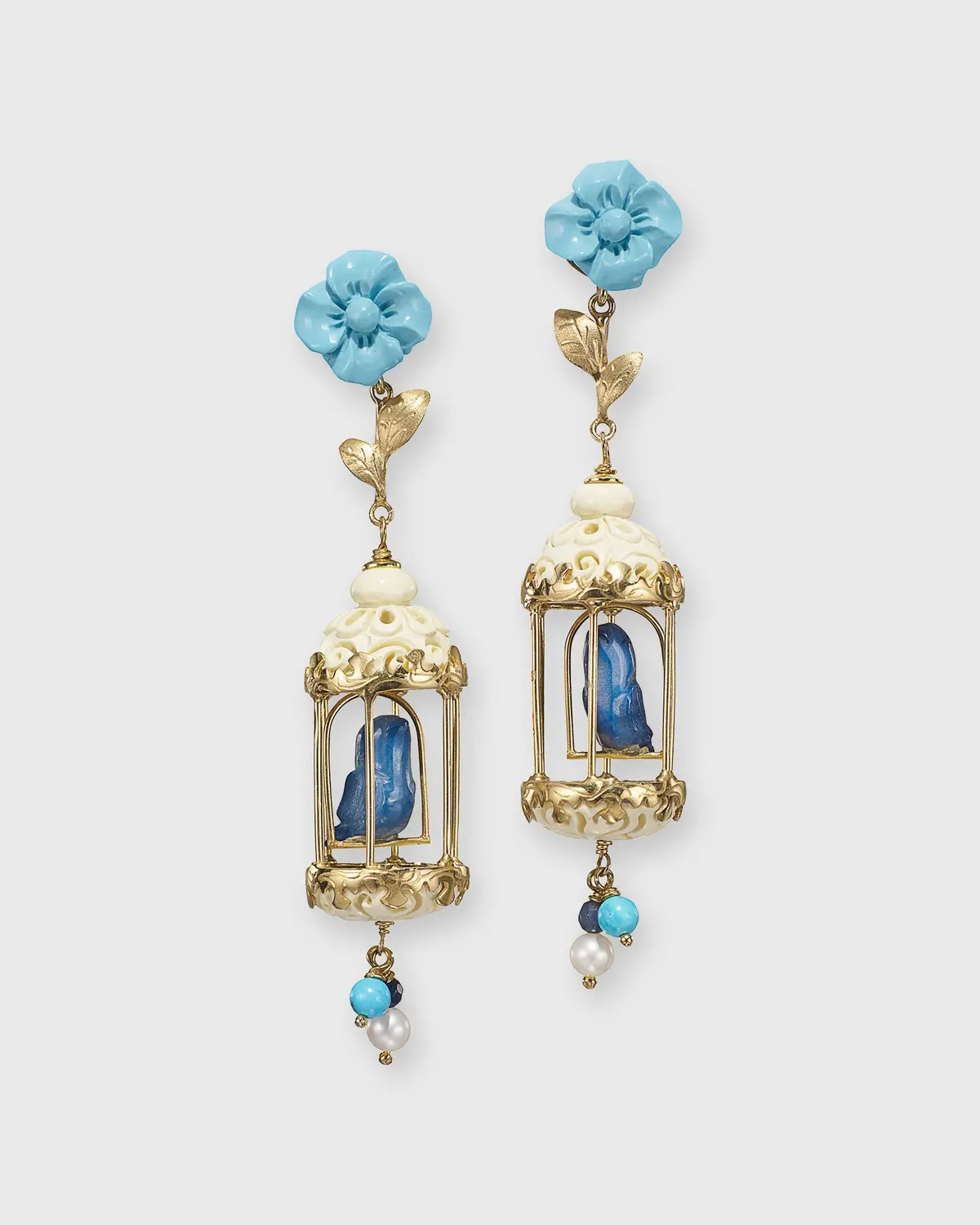 Aviary Classic Earrings In Turquoise/White/Lapis 1