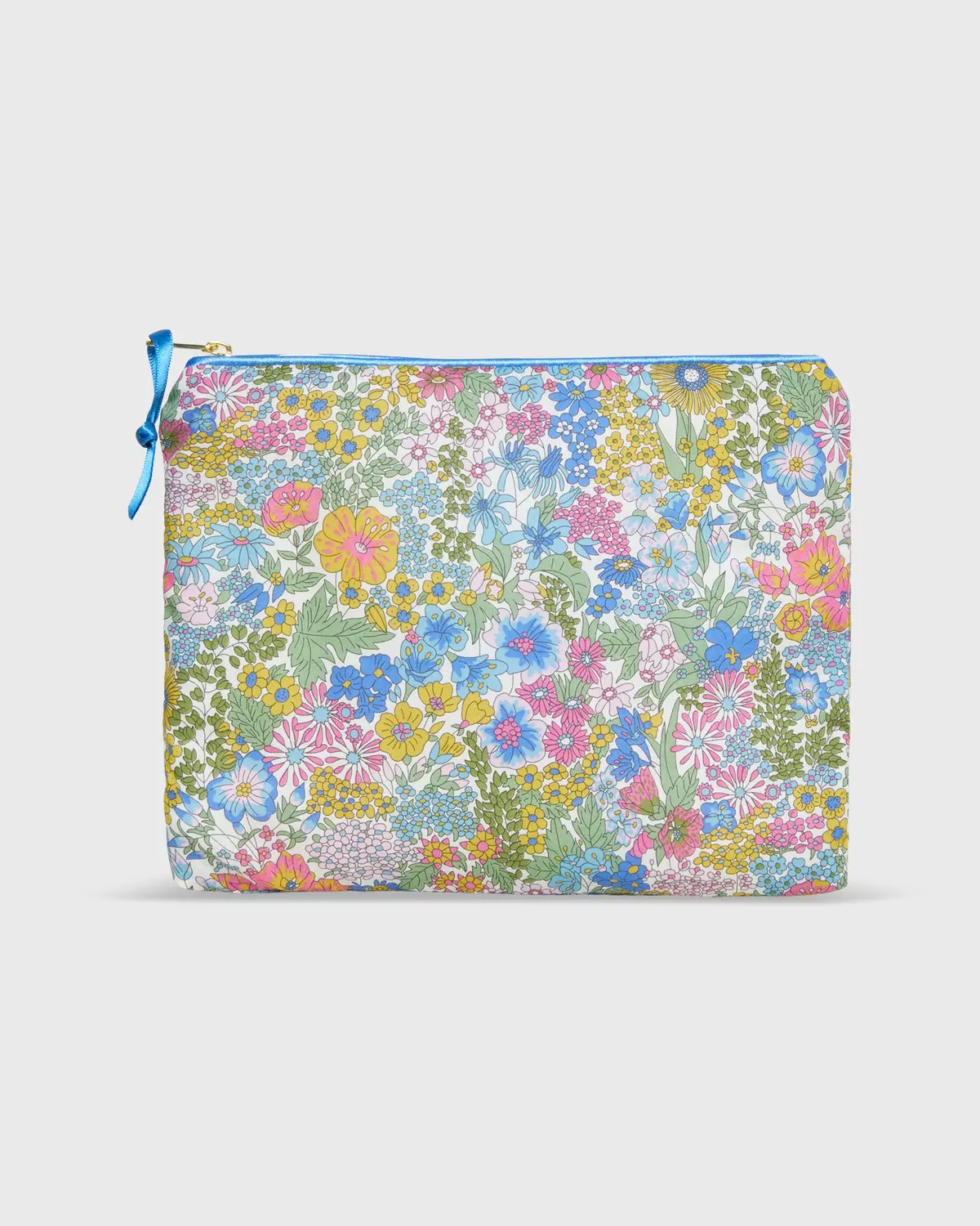 Soft Small Zip Pouch In Blue Multi Margaret Annie Liberty Fabric 1