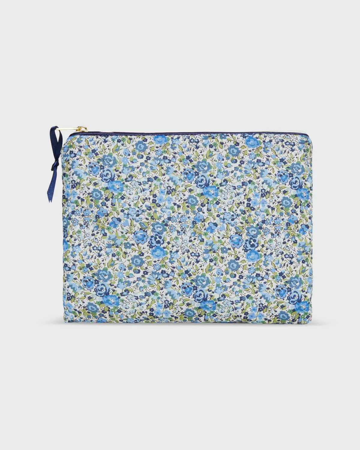 Soft Small Zip Pouch In Blue/Green Emma & Georgina Liberty Fabric 1