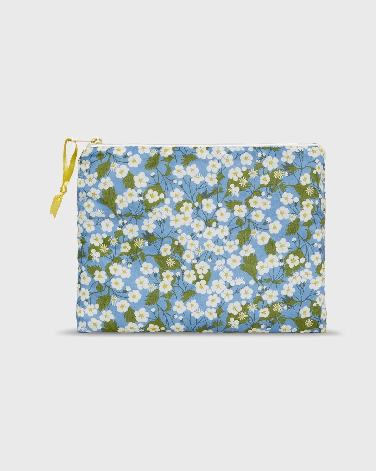 Soft Small Zip Pouch In Blue/Ivory Mitsi Liberty Fabric 1