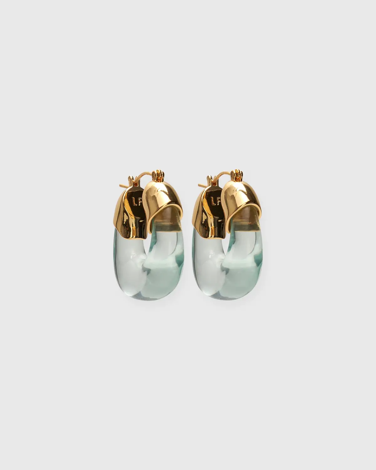 Mini Organic Hoop Earrings In Aqua 1