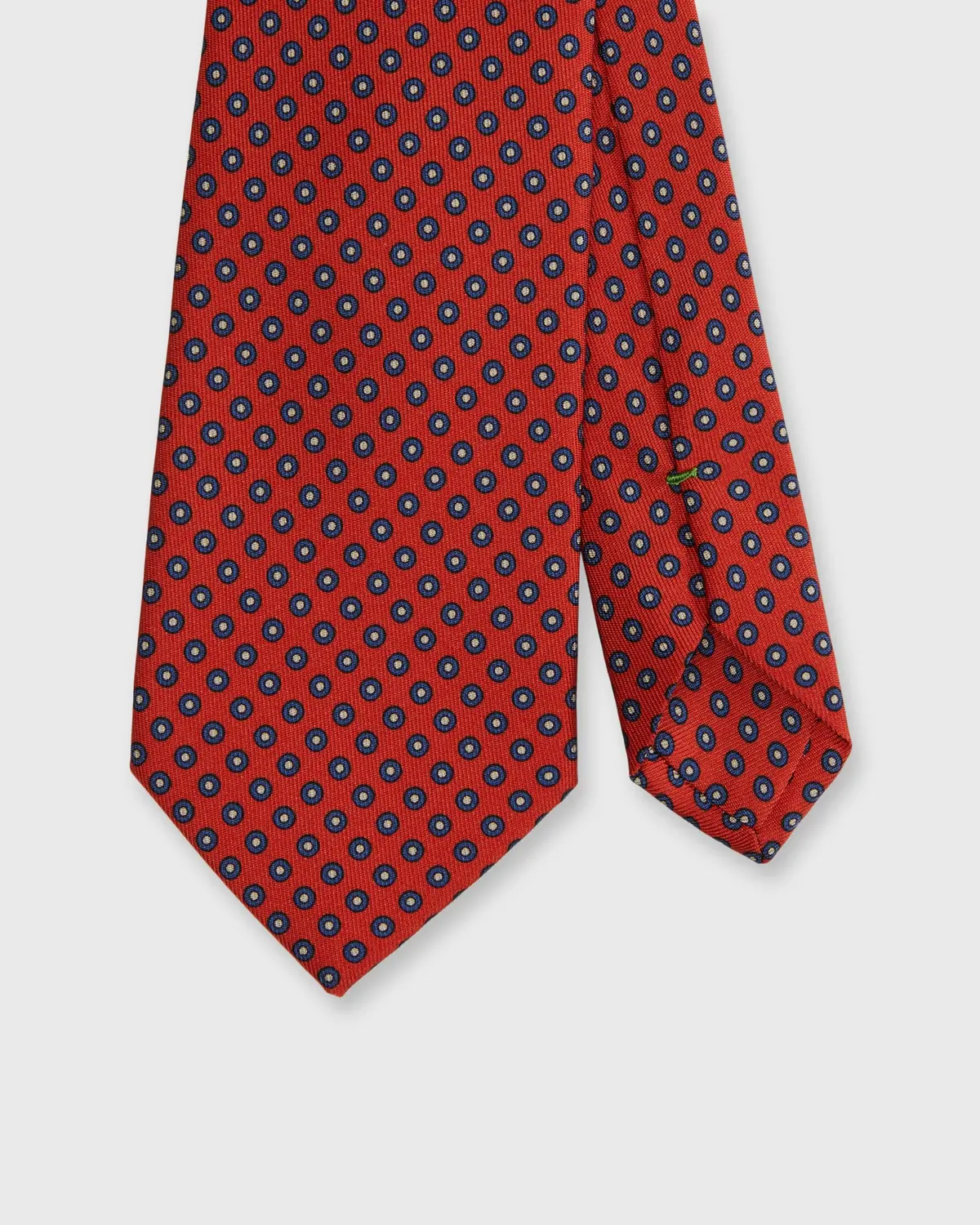 Silk Print Tie In Tomato/Navy/Bone Circle 1