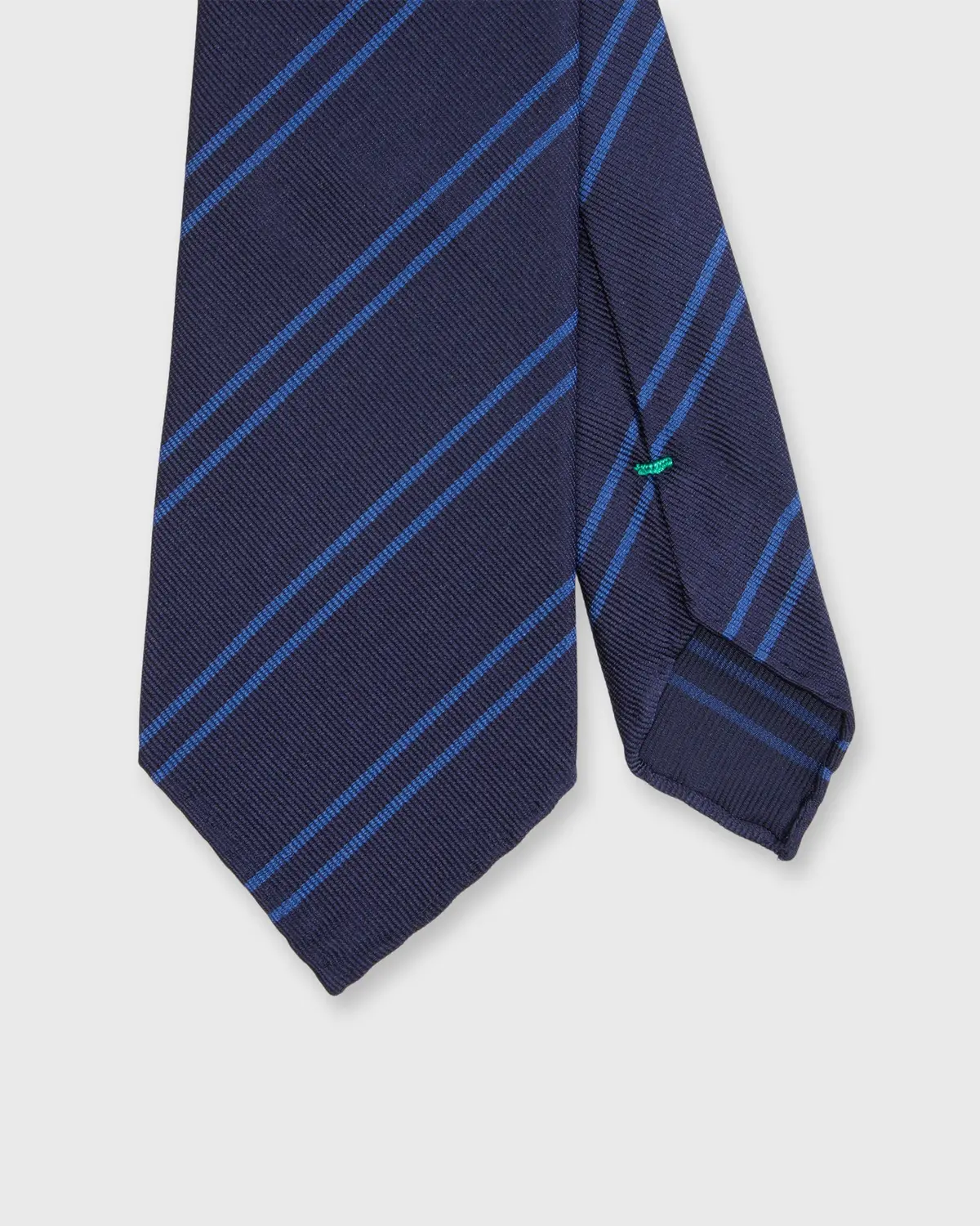 Silk Woven Tie In Navy/Blue Double Stripe 1