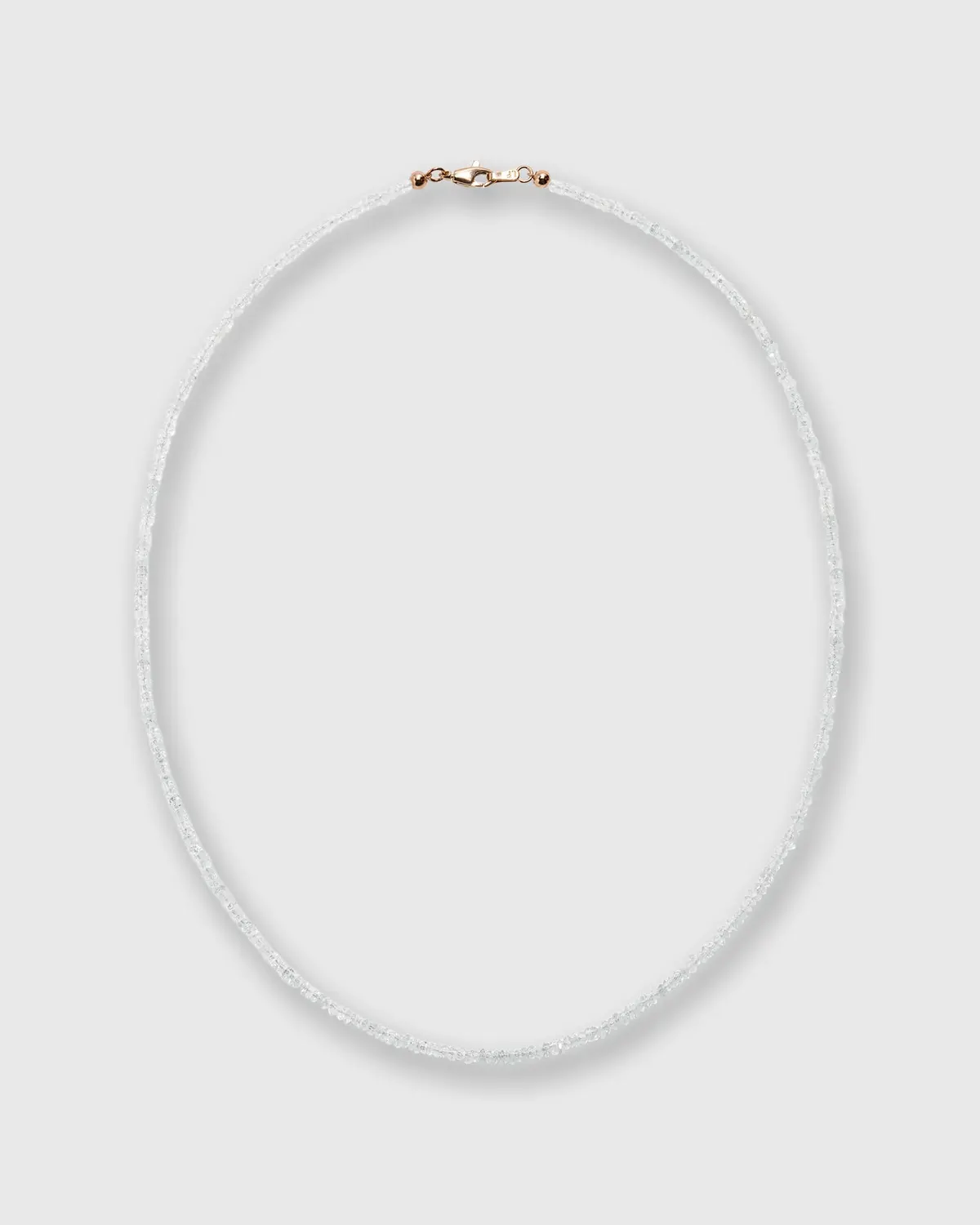Tiny Beaded 14K Gold Necklace In Light Aquamarine 1