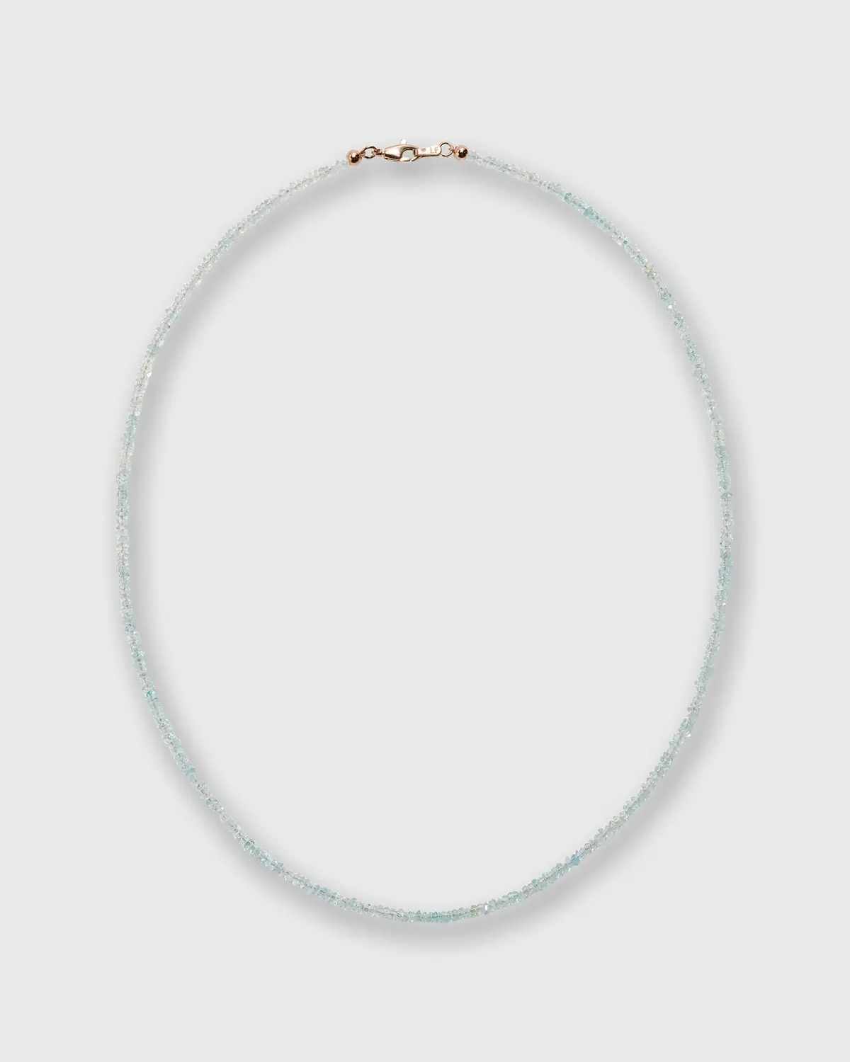 Tiny Beaded 14K Gold Necklace In Aquamarine 1