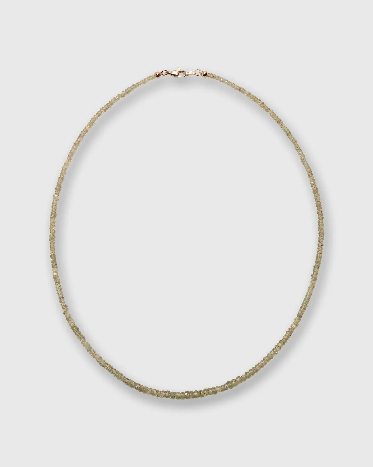 Tiny Beaded 14K Gold Necklace In Green Sapphire 1