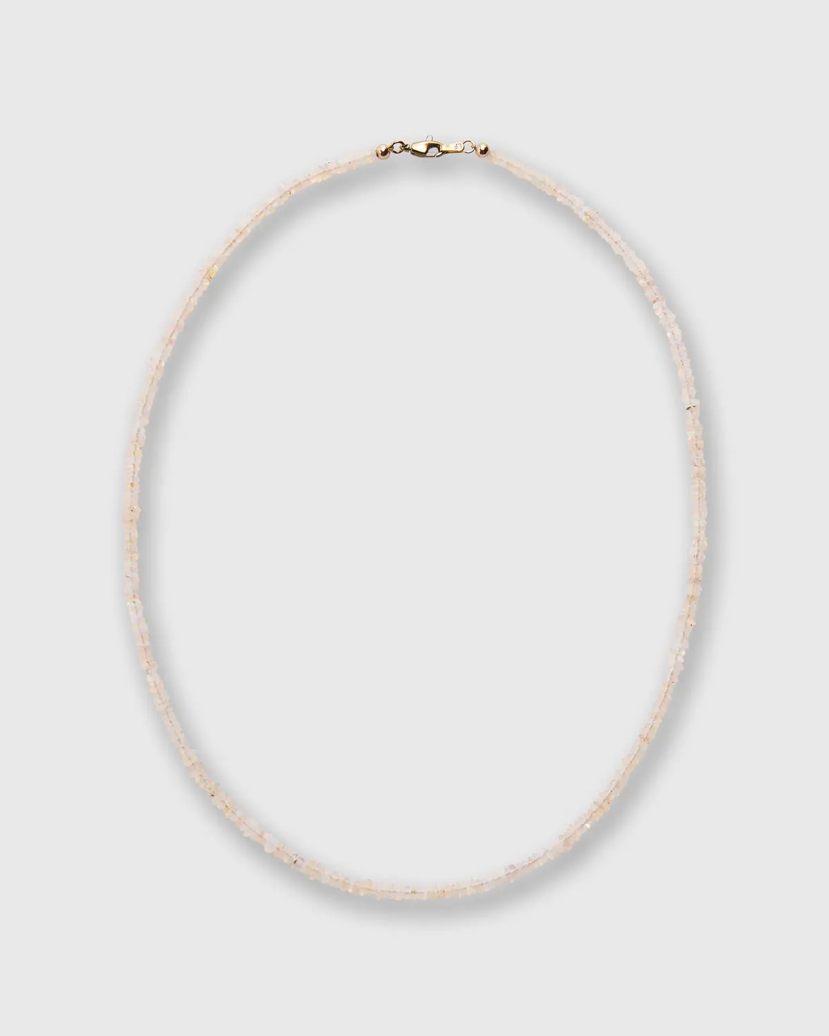 Tiny Beaded 14K Gold Necklace In White Opal 1