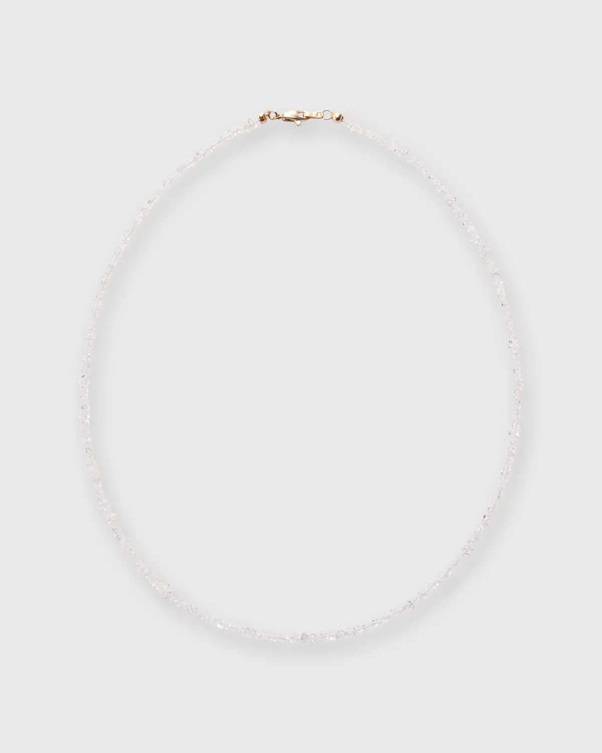 Tiny Beaded 14K Gold Necklace In Herkimer Diamond Quartz 1