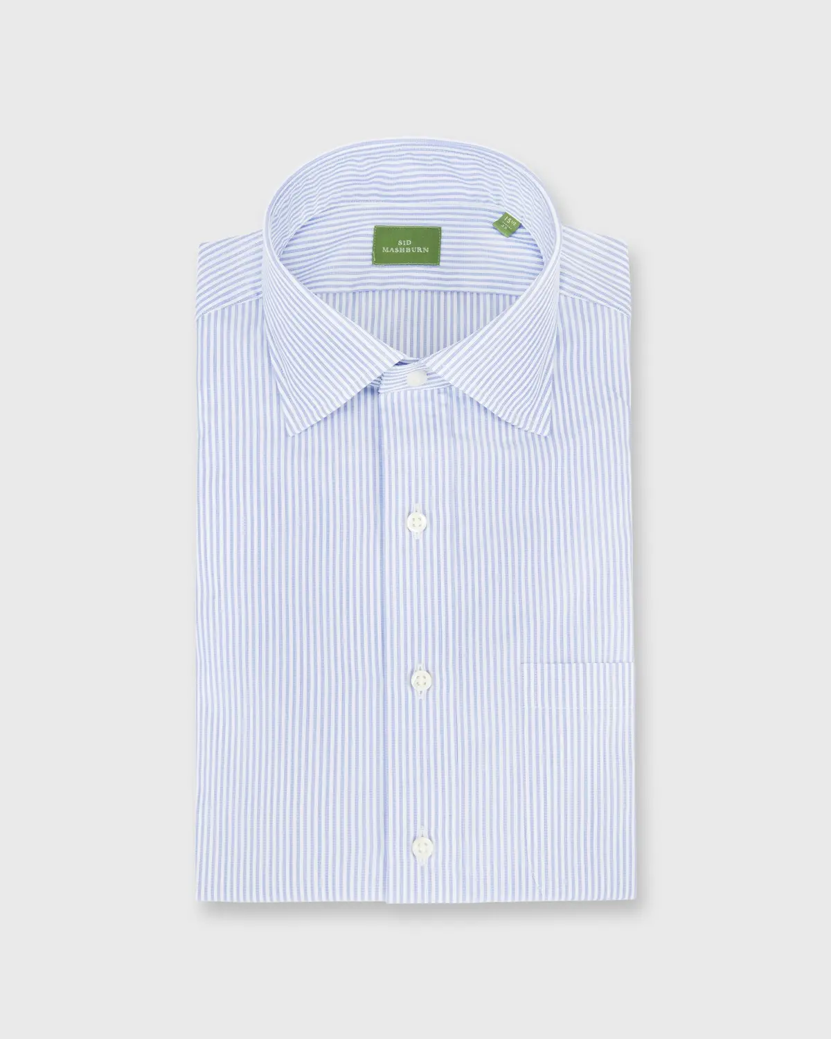 Spread Collar Dress Shirt In Blue Stripe End-On-End 1