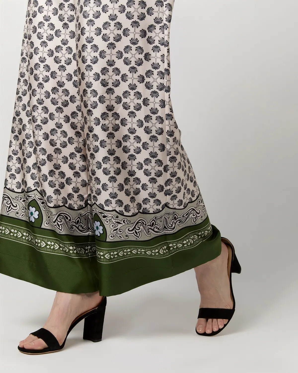 Palazzo Pant In Green Mirage Placée Silk Twill 2