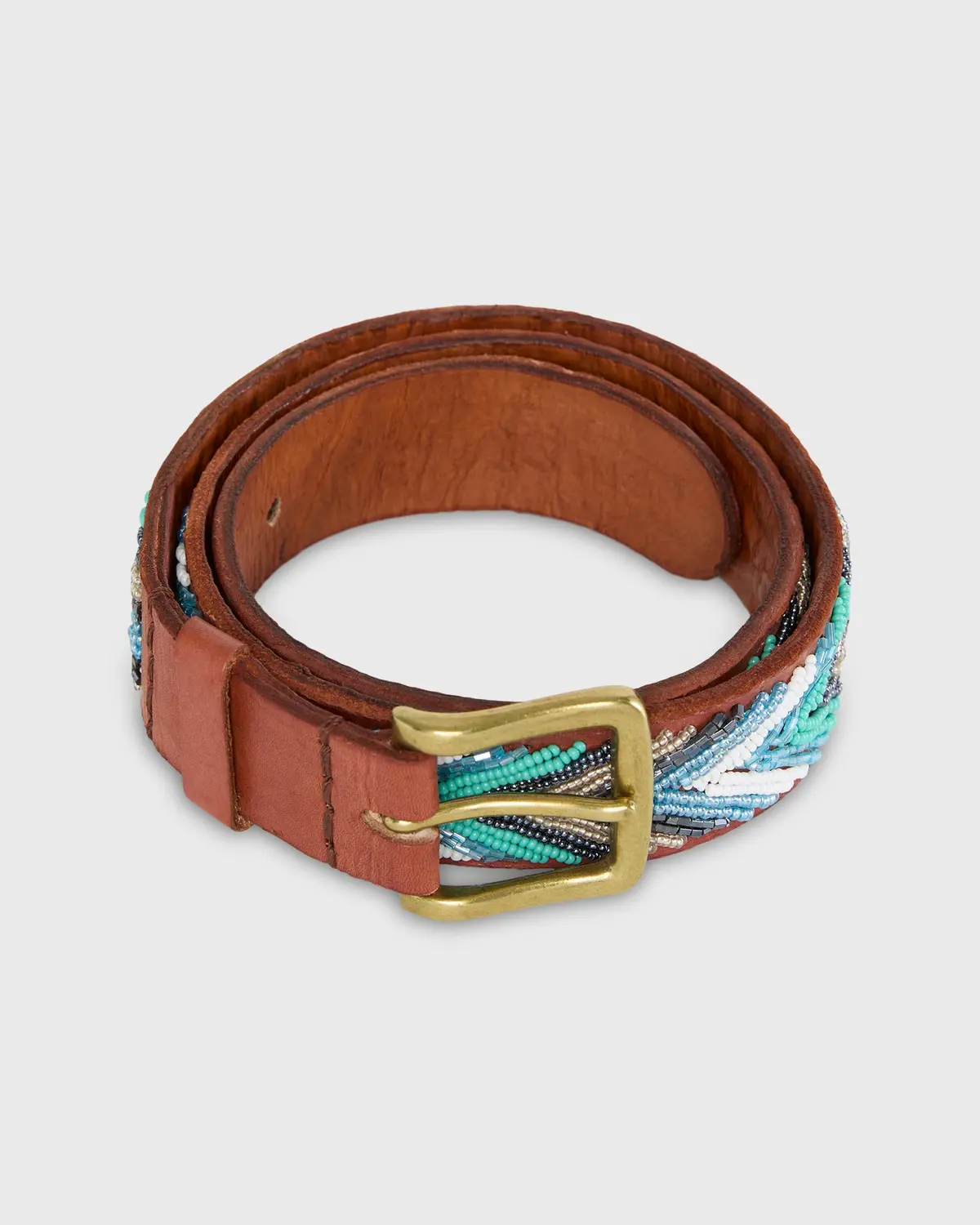 1.25" African Beaded Belt In Turquoise Bullet Arrow 1