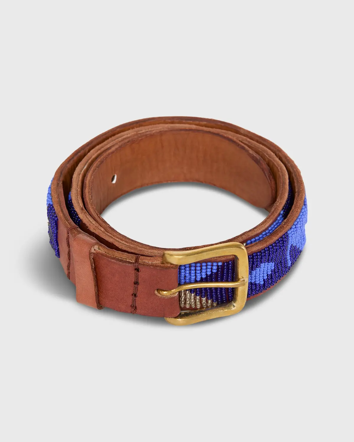 1.25" African Beaded Belt In Blueshine Toto 1