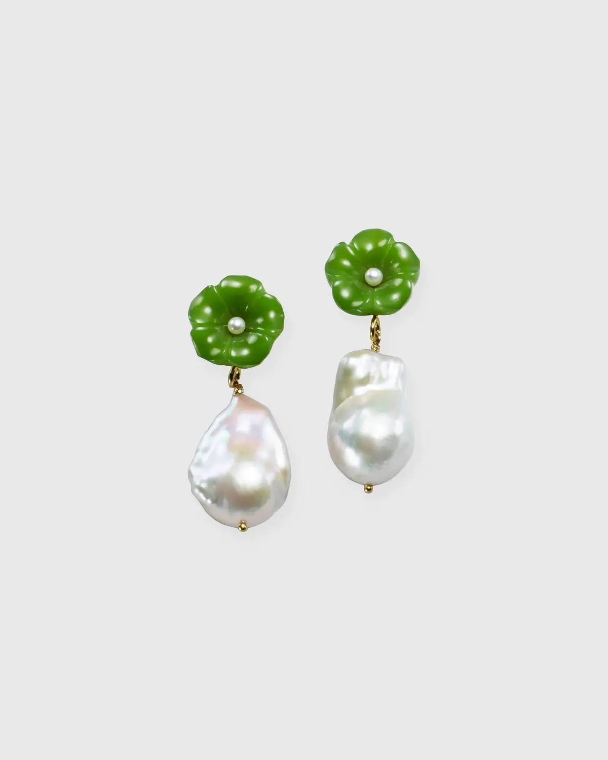 Pearl Drop Earrings In Jade 1