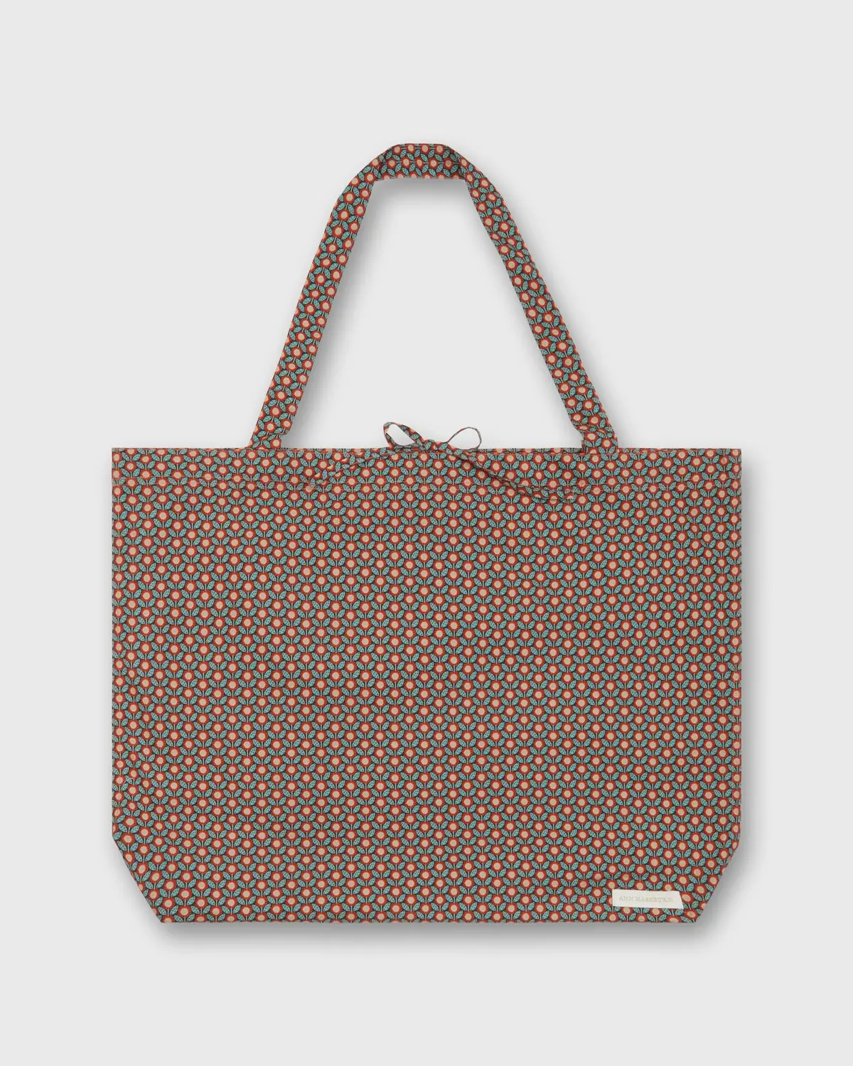Reusable Tote Bag In Red/Sage Sunny Liberty Fabric 1
