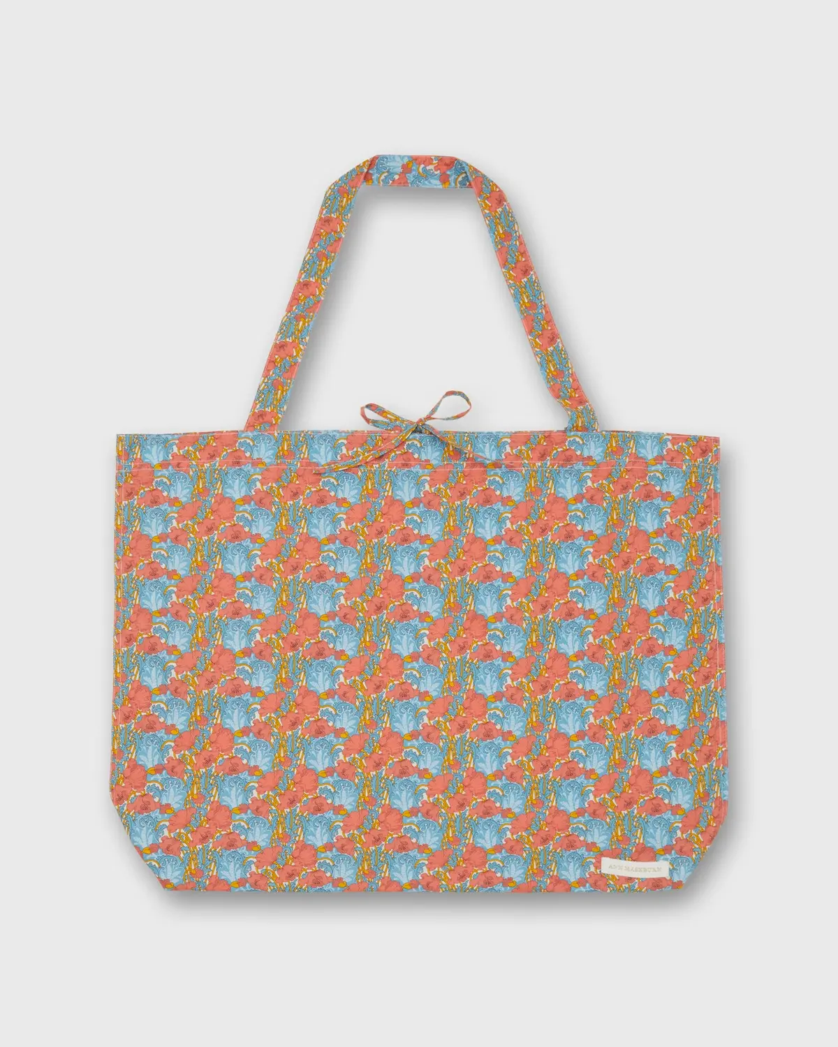 Reusable Tote Bag In Blue/Orange Clementina Liberty Fabric 1