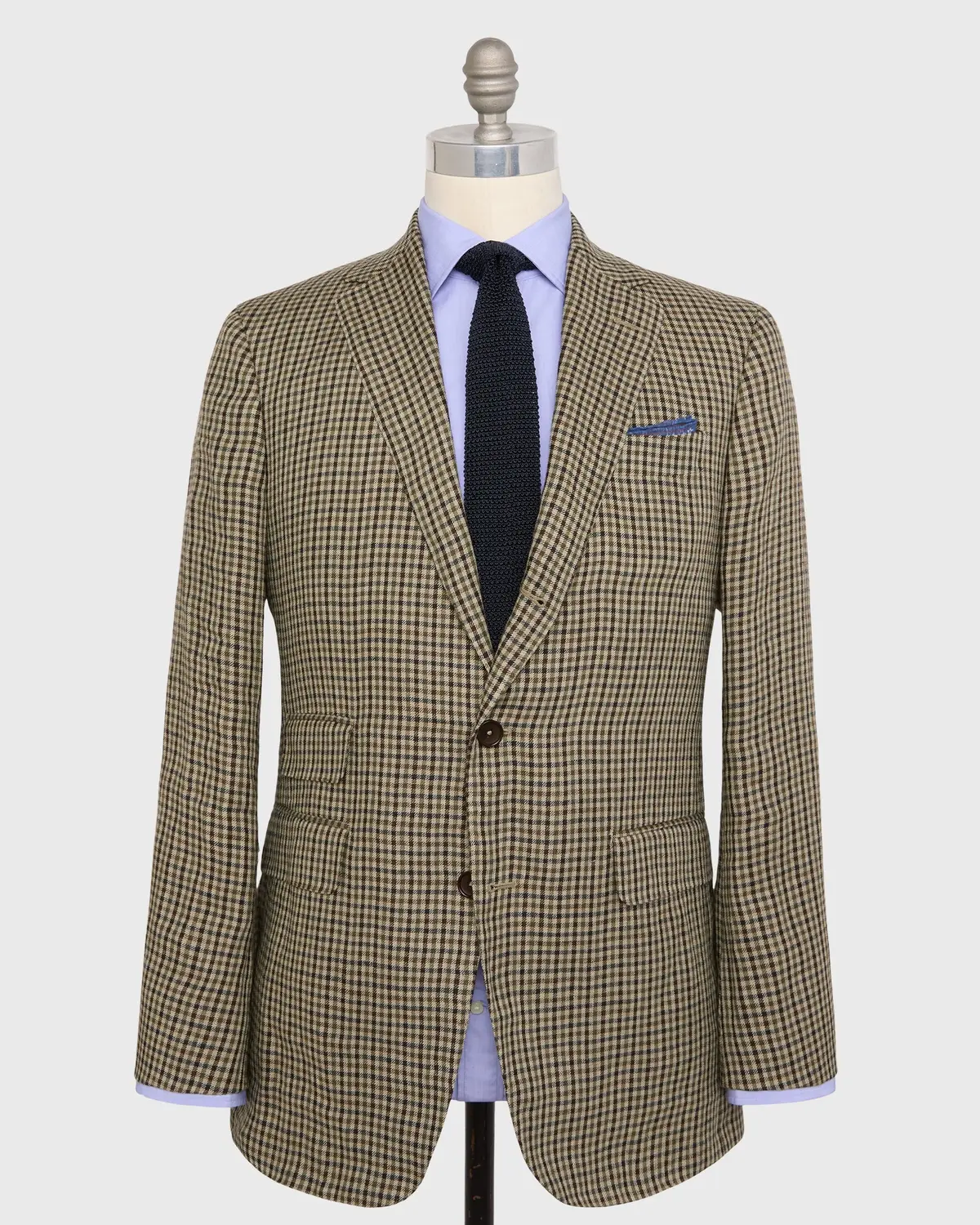 Virgil No. 2 Jacket In Olive/Brown Check Linen Twill 1