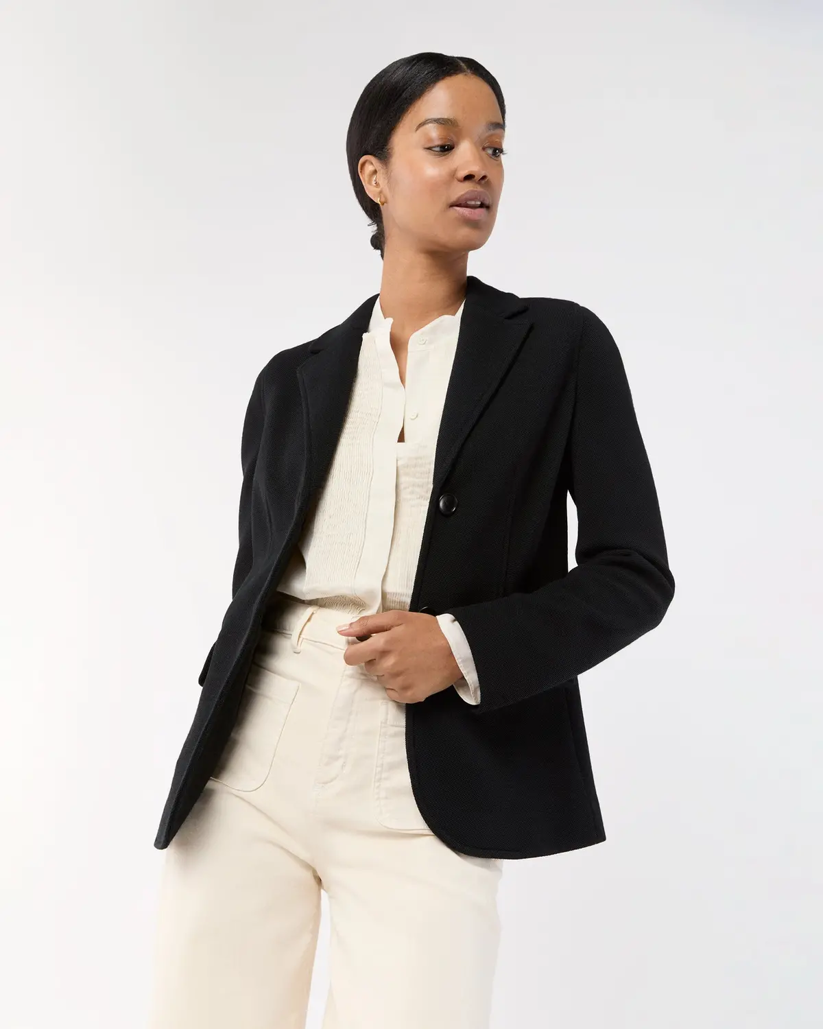Parker Jacket In Black Wool Pique Knit 1
