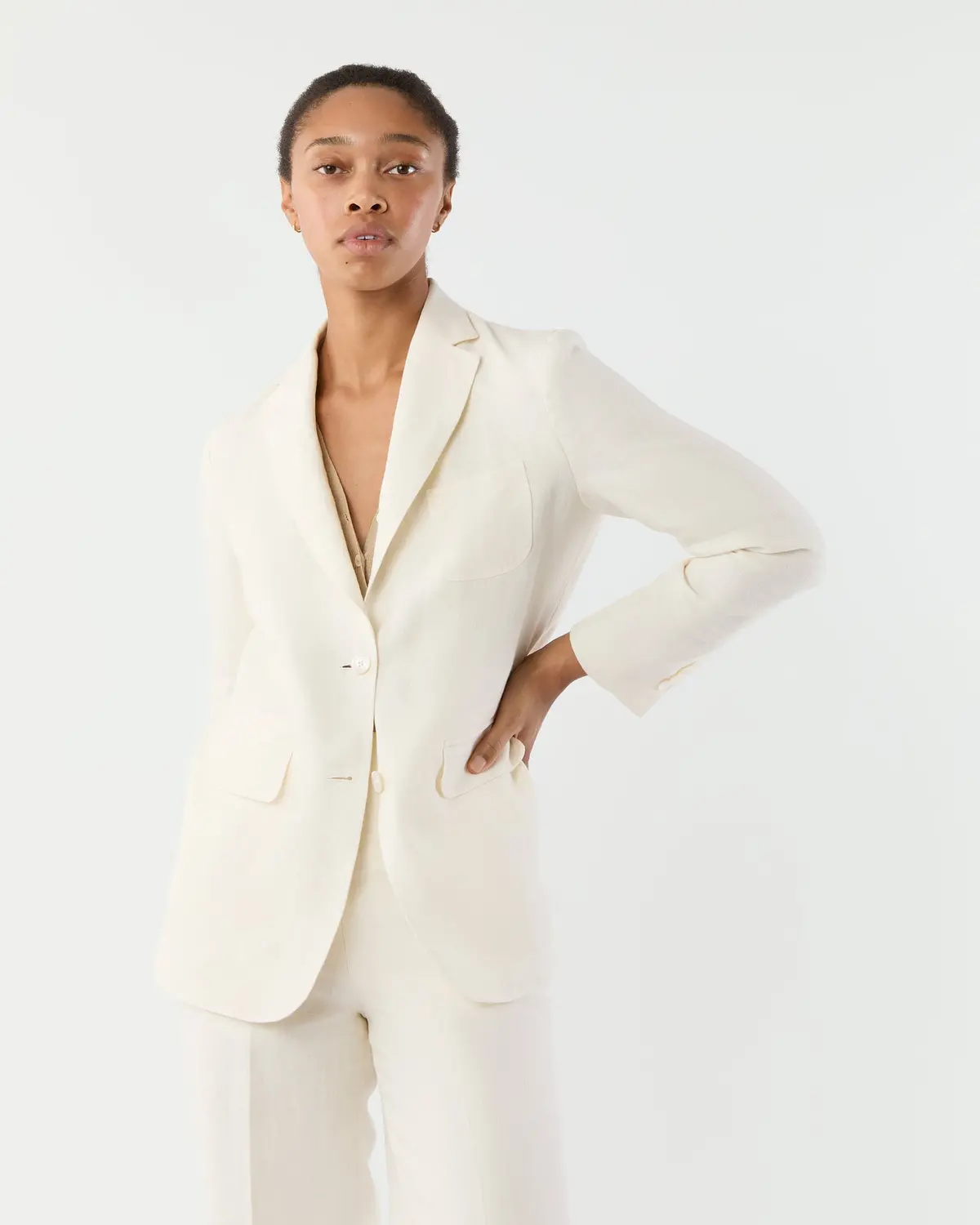 Ghost Blazer In White Linen 1