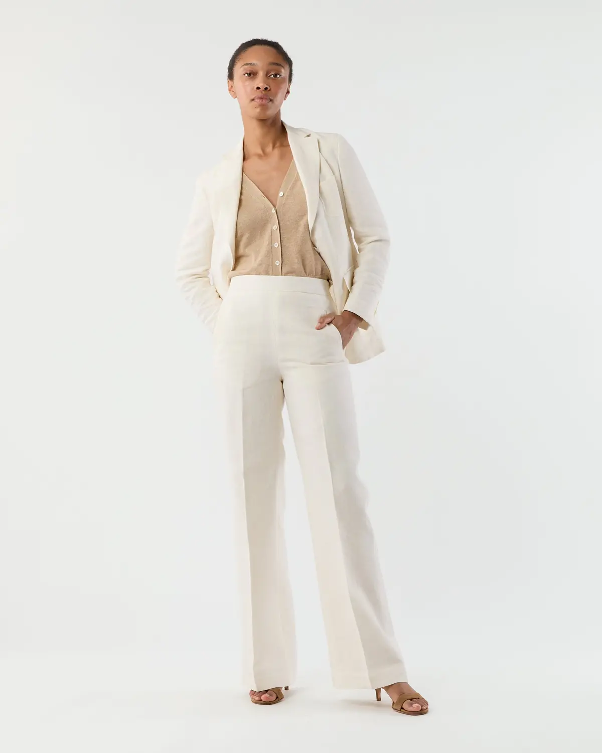 Hutton Pant In White Linen 1