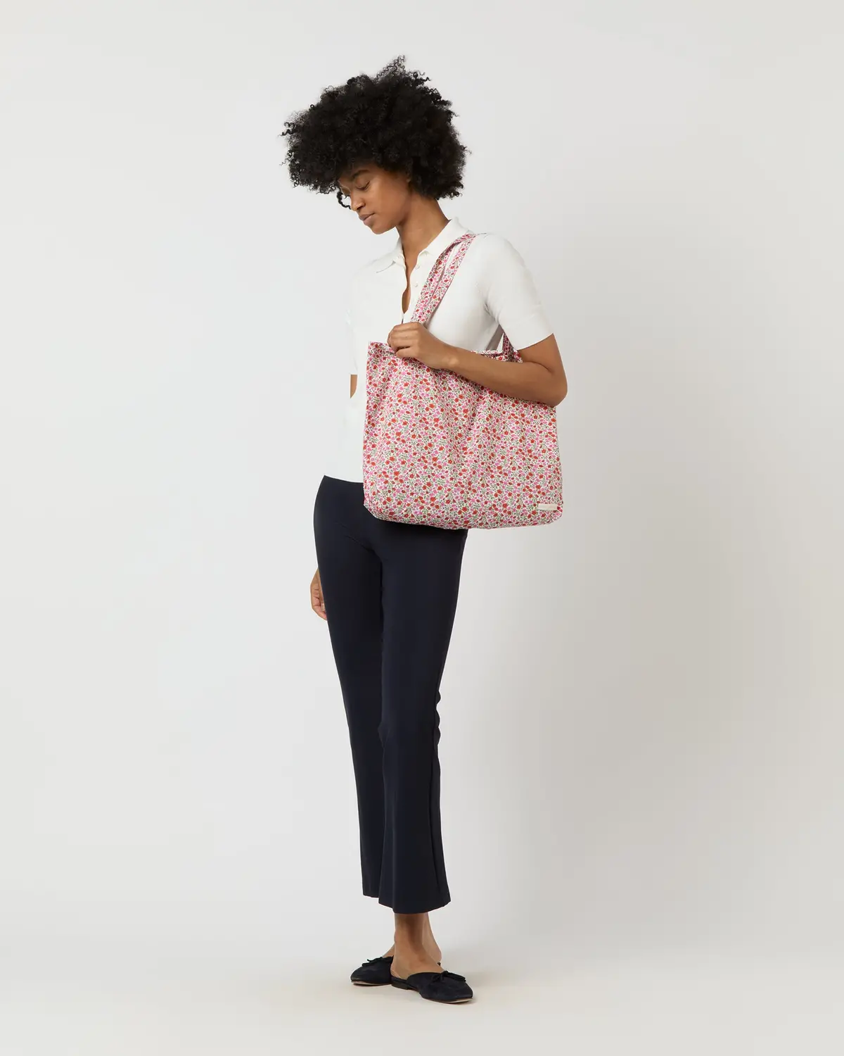 Reusable Tote Bag In Pink/Multi Freya Daisy Liberty Fabric 2