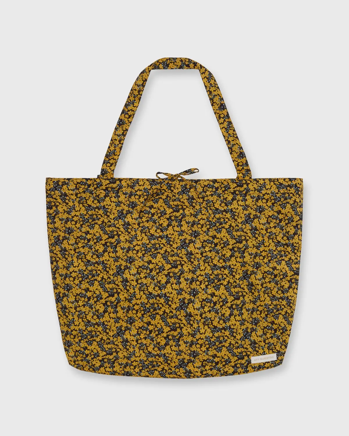 Reusable Tote Bag In Yellow/Blue/Brown Star Anise Liberty Fabric 1