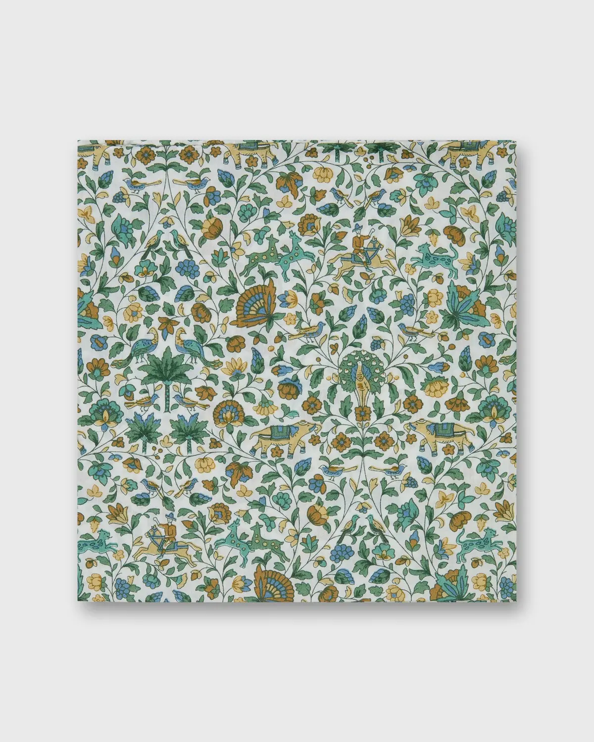 Cotton Print Pocket Square In Green Multi Imran Liberty Fabric 1