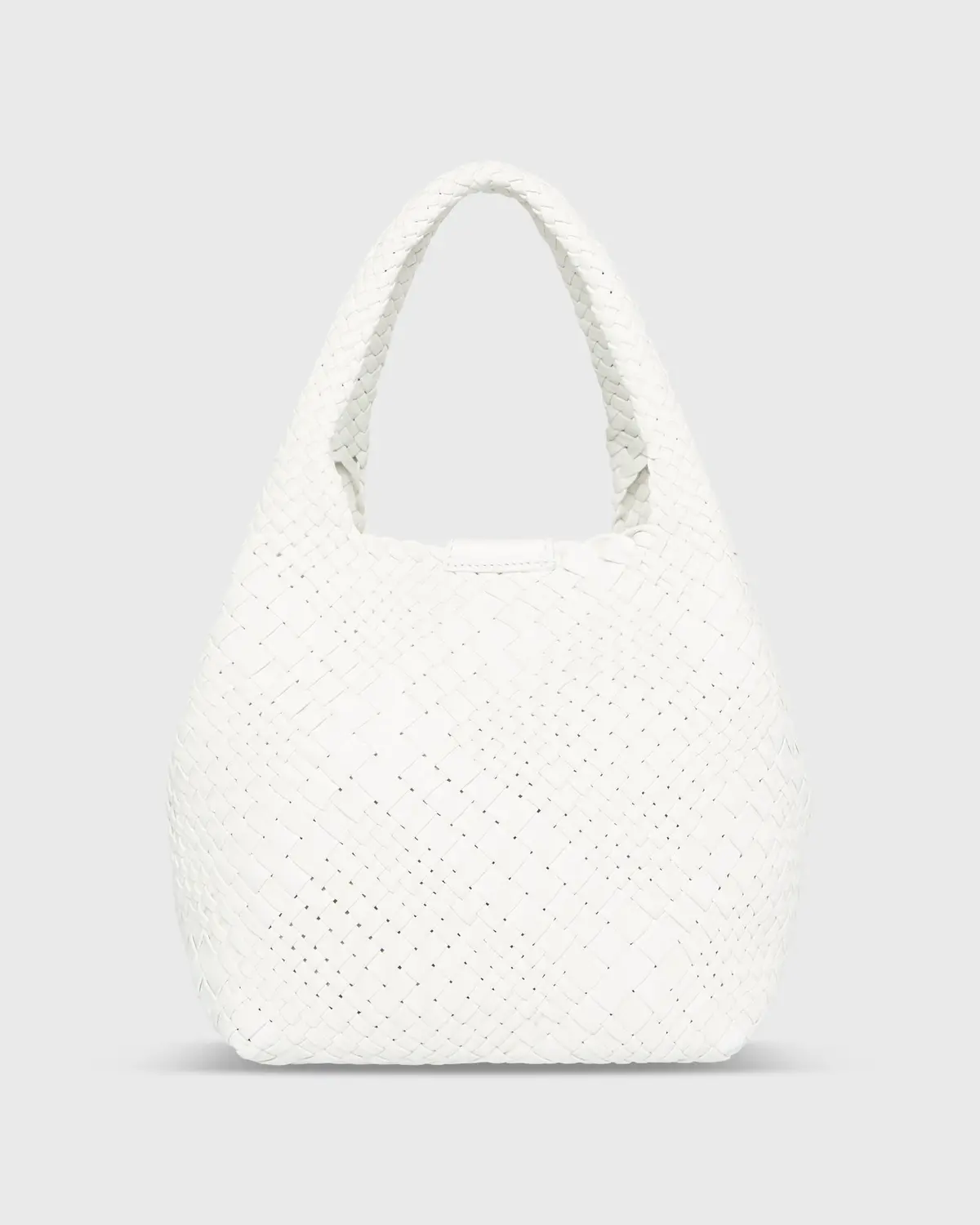 Small Mercato Handwoven Tote In Chalk Leather 1