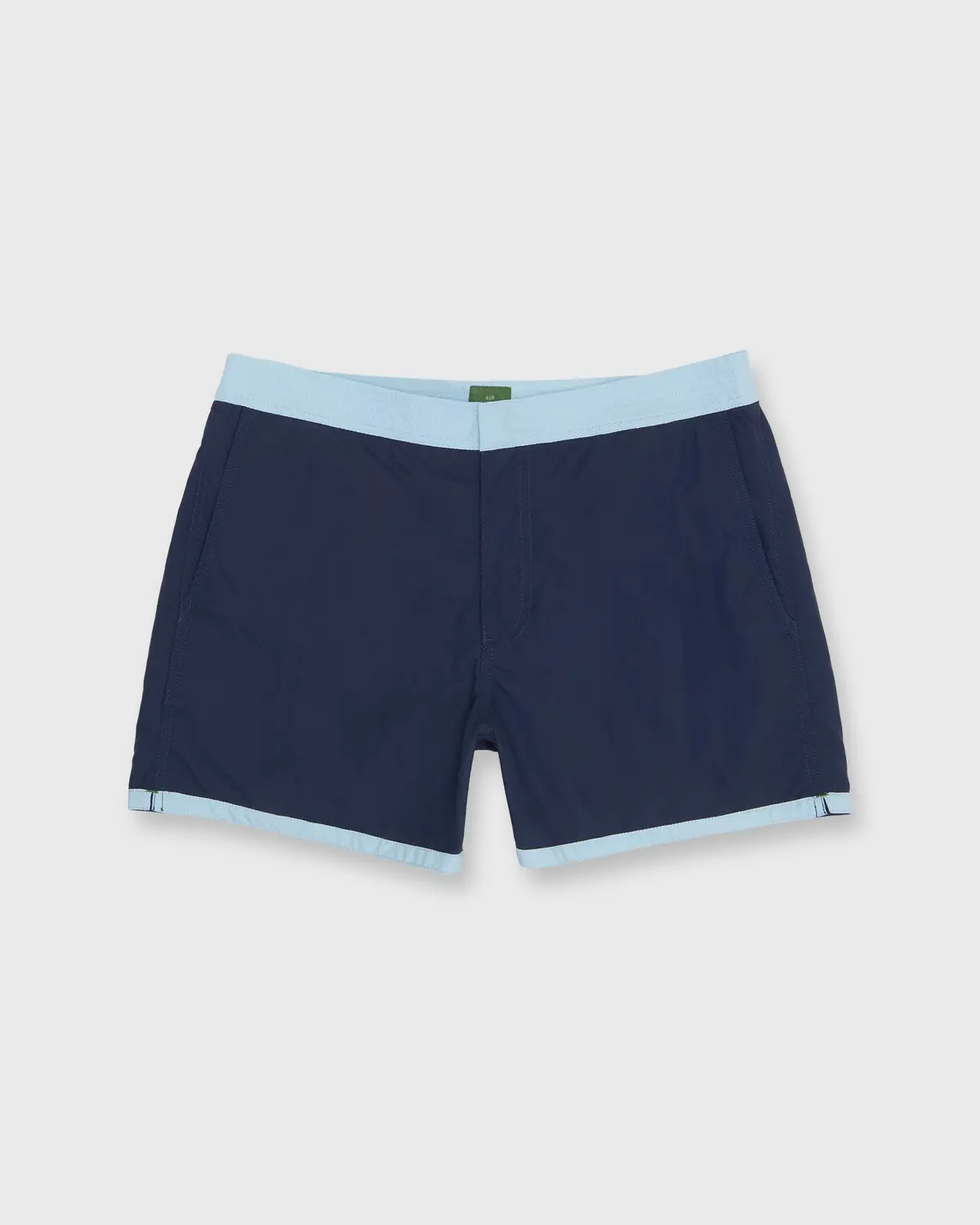 Zip-Front Standard Swim Short In Navy/Sky Nylon 1